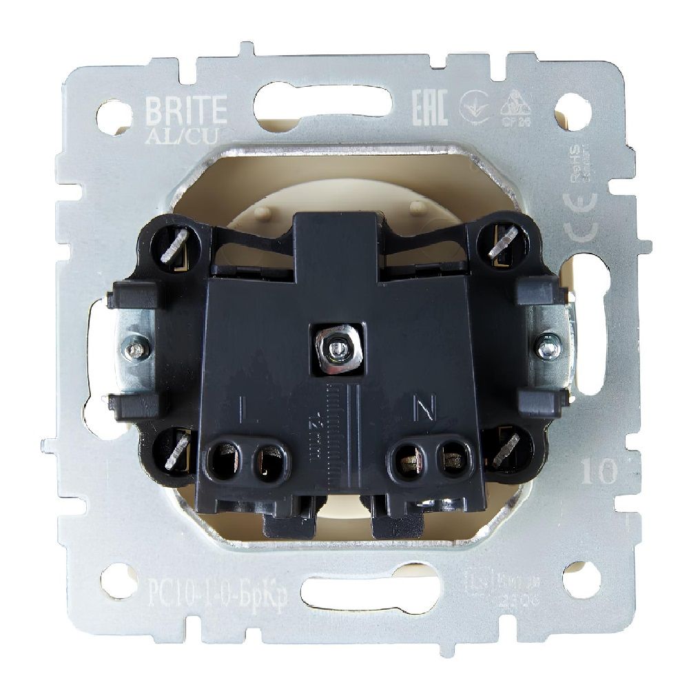Розетка Brite РС10-1-0-БрКр 10А без заземл без защитных шторок IEK BR-R10-10-K10 бежевый