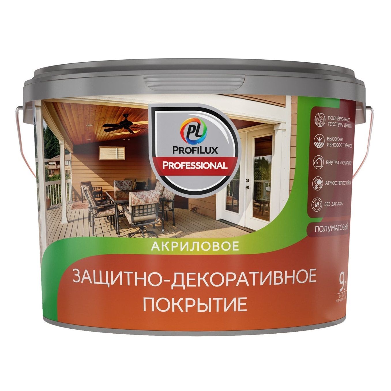 Лак акриловый защитно-декоративный Profilux Professional палисандр 9 л