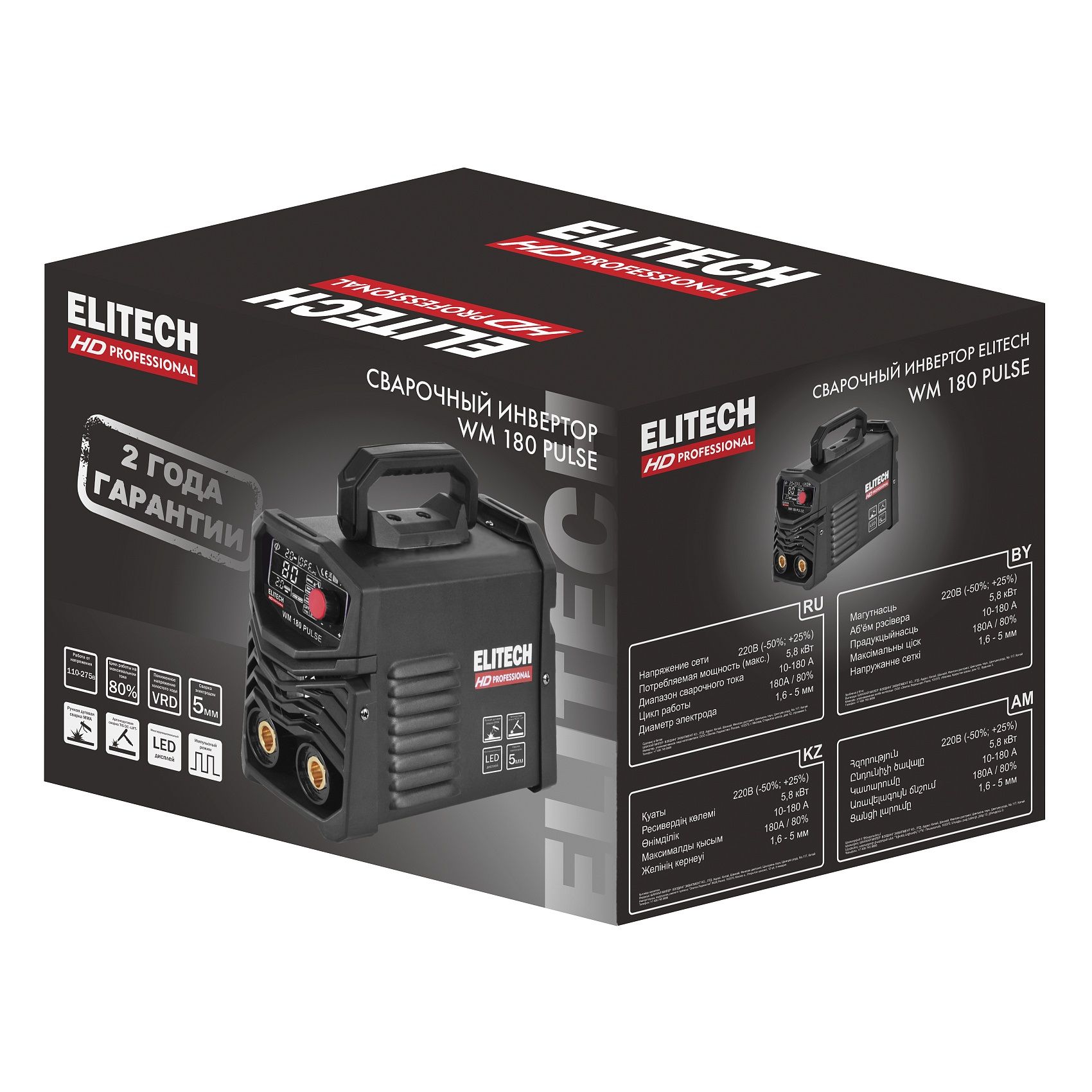 Сварочный аппарат инверторный Elitech HD WM 180 Pulse 5,85кВт