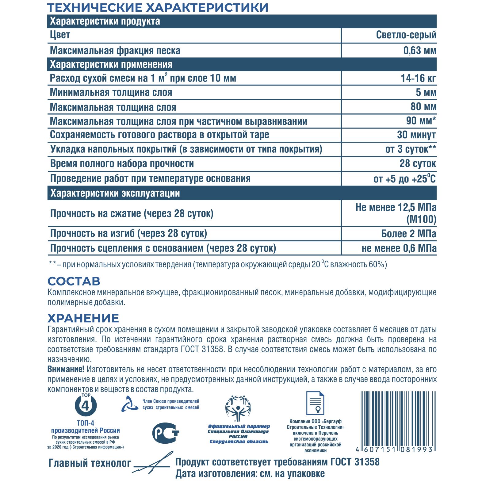 Пол наливной Bergauf Boden Turbo 20 кг