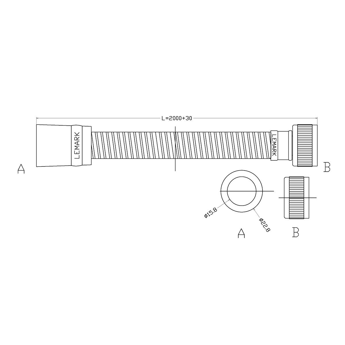 Шланг для душа 2 м ПВХ Lemark LE8045P