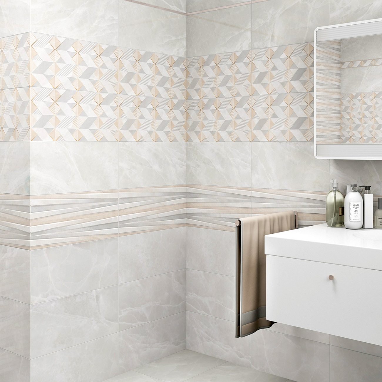 Плитка настенная Alma Ceramica Rivoli TWU09RVL704 24,9х50 см серо-бежевая 1,37 м2