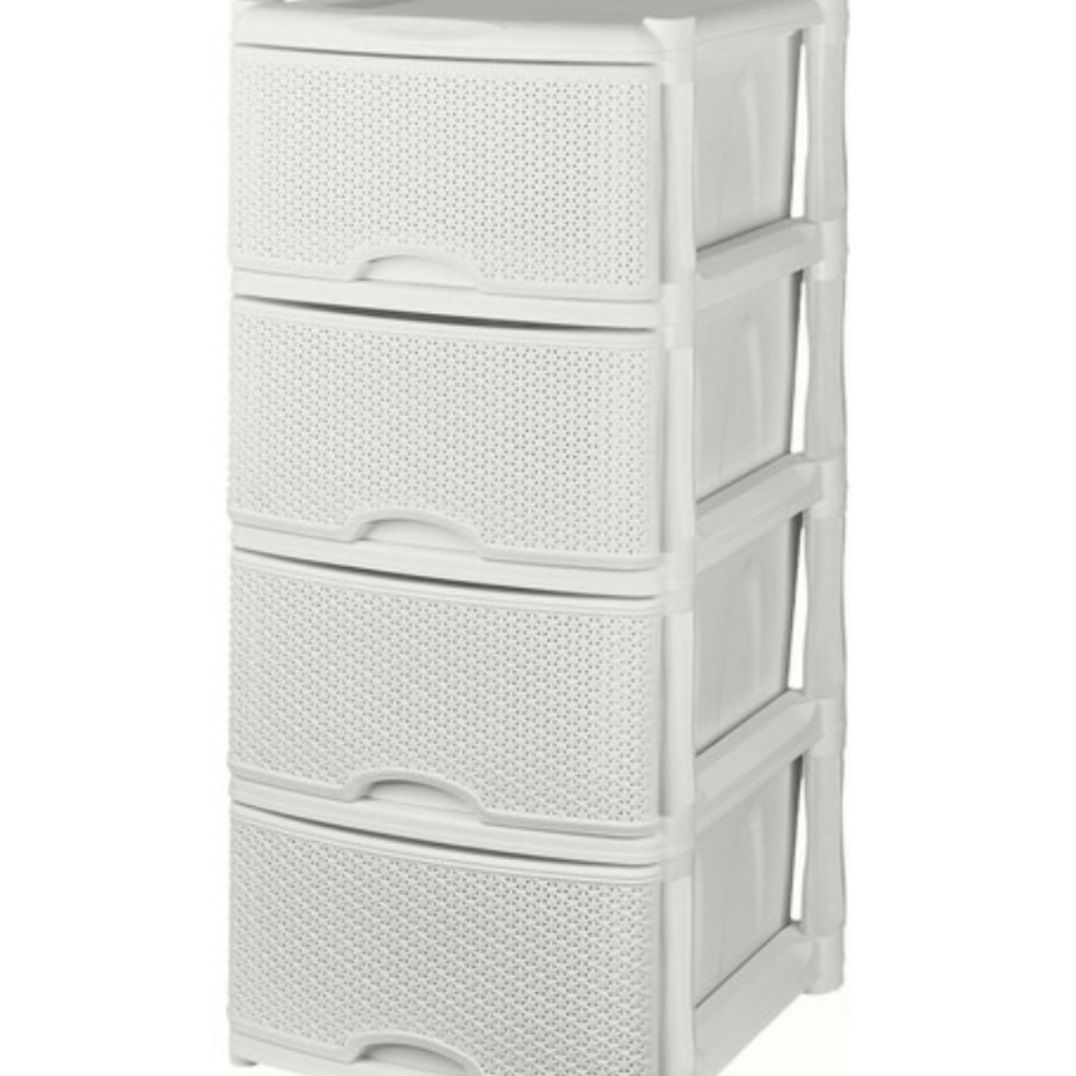 Комод Keeplex Rattan 480х945х410 мм 4 ящика белое облако пластик