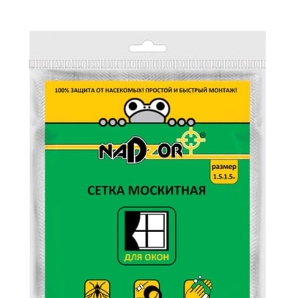 Сетка москитная с крепежом для оконных проемов в пакете белая 1,5 х 1,5 м