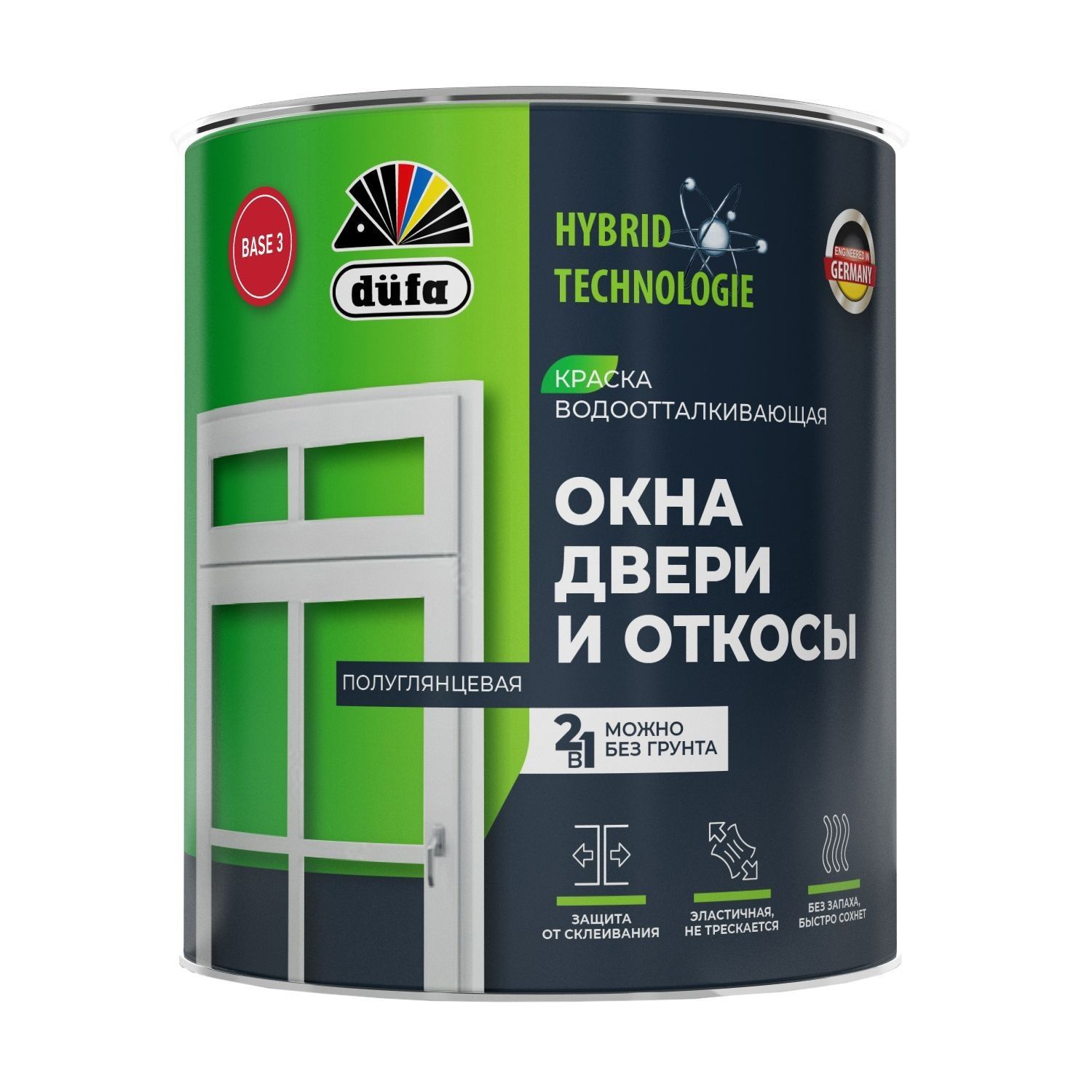 Краска для окон, дверей и откосов Dufa База 3 прозрачная 1,75 л