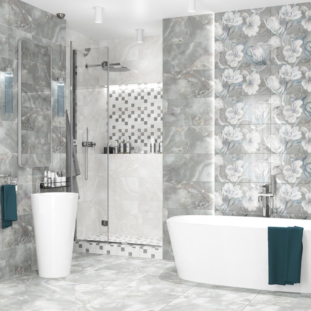 Плитка настенная Azori Opale Grey 31,5х63 см серая 1,79/1,59 м2