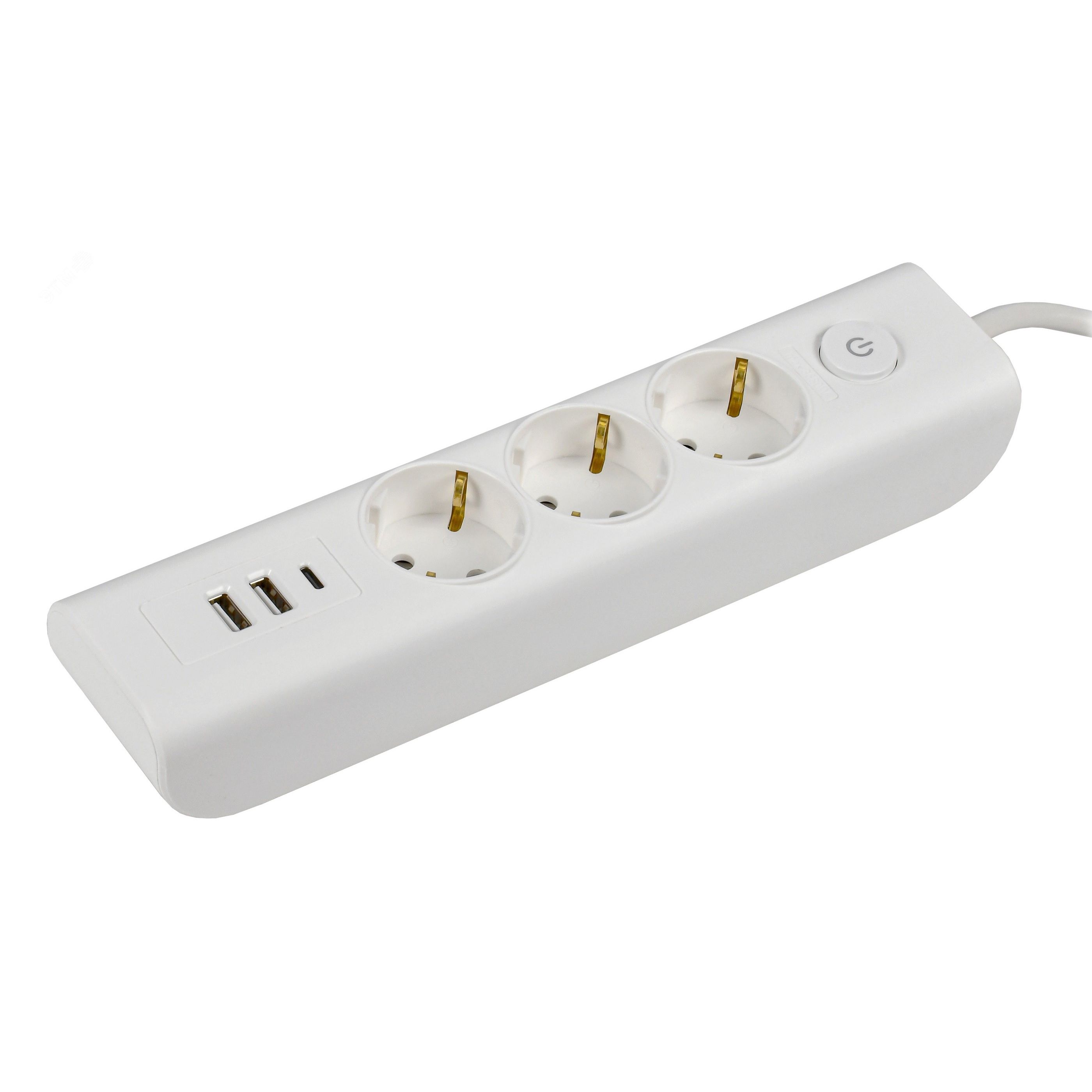 Удлинитель сетевой IEK Modern У03В Пвс 3х1 3 гнездa 2 м 16А c/з 2Type A+1Type C белый