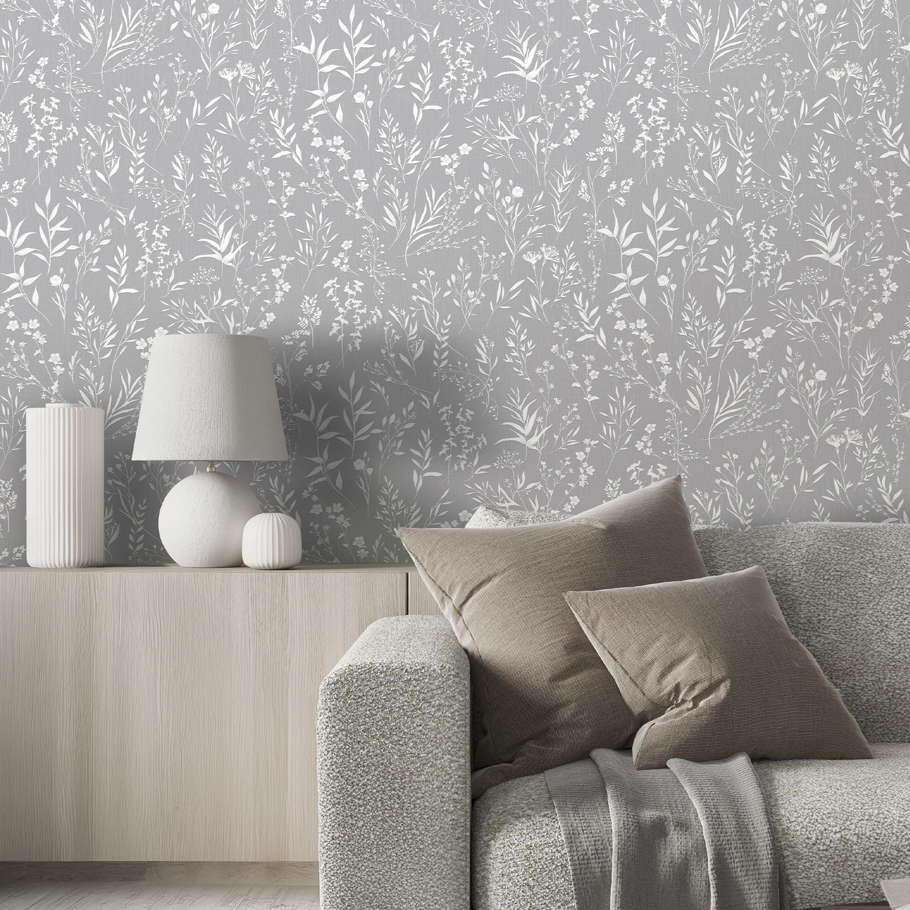 Обои Victoria Stenova Lavanda 287917 серые цветы мелкие 1,06х10 м