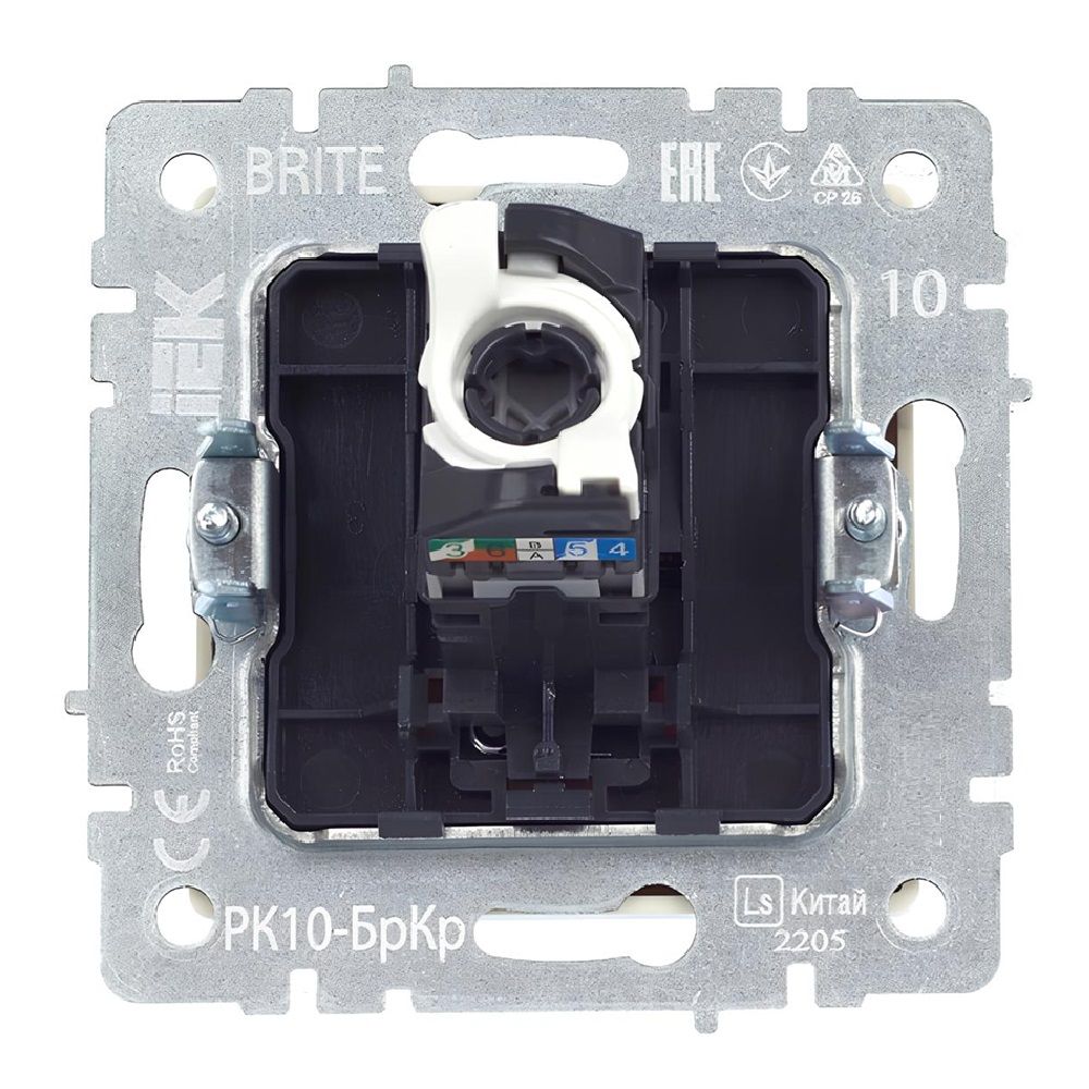 Розетка компьютерная СП RJ45 кат 5E Brite РК10-БрКр IEK BR-K10-1-K10 бежевый