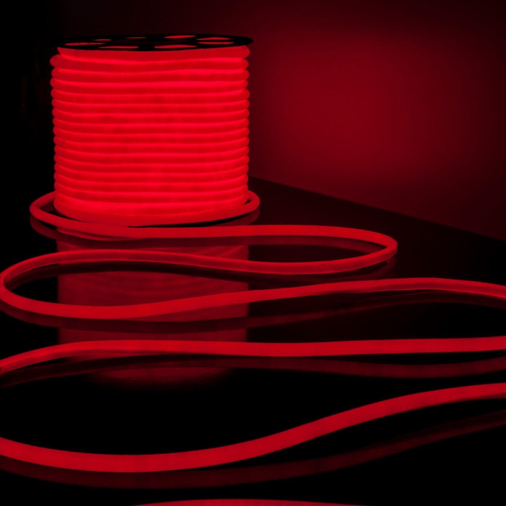 Светодиодная гибкая герметичная лента. NEON.ULS-N21-2835-120LED/m-8mm-IP67-220V-8W/m-50M-RED Бобина 50 м. Красный свет. TM Uniel.