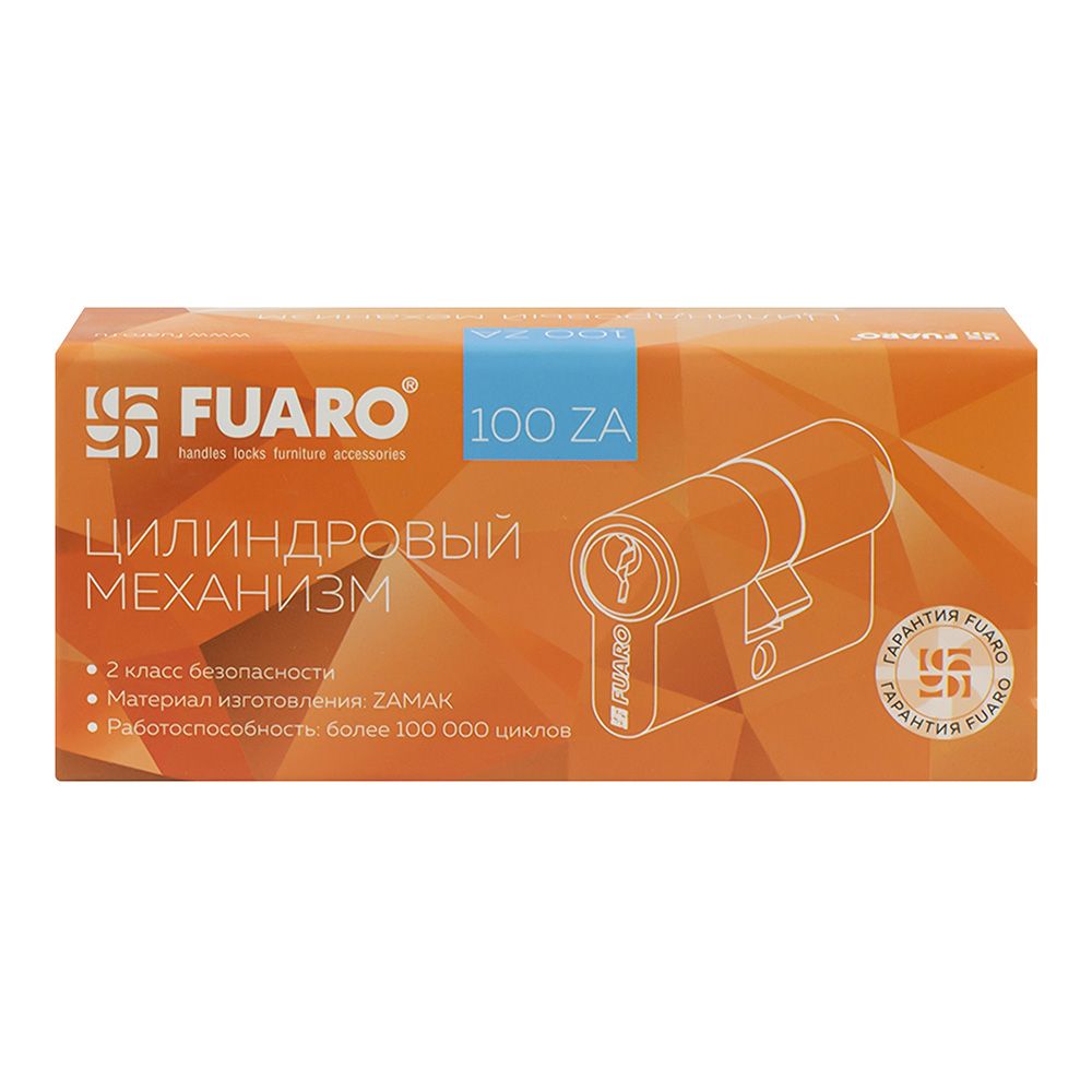 Механизм цилиндровый 80 мм Fuaro 100 ZA (35+10+35) СР хром 5 ключей