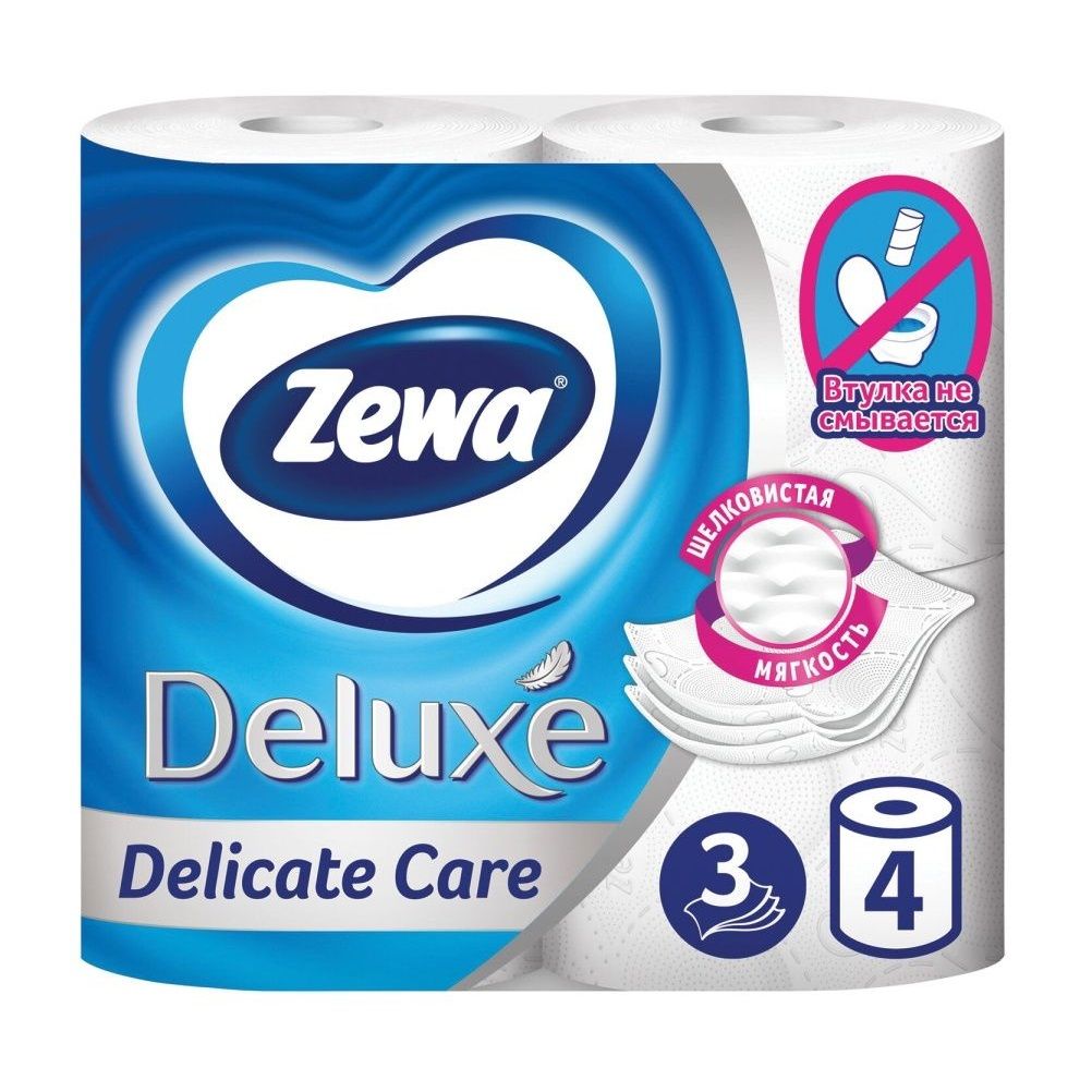 Туалетная бумага Zewa Deluxe 3-слойная белая 4 рулона