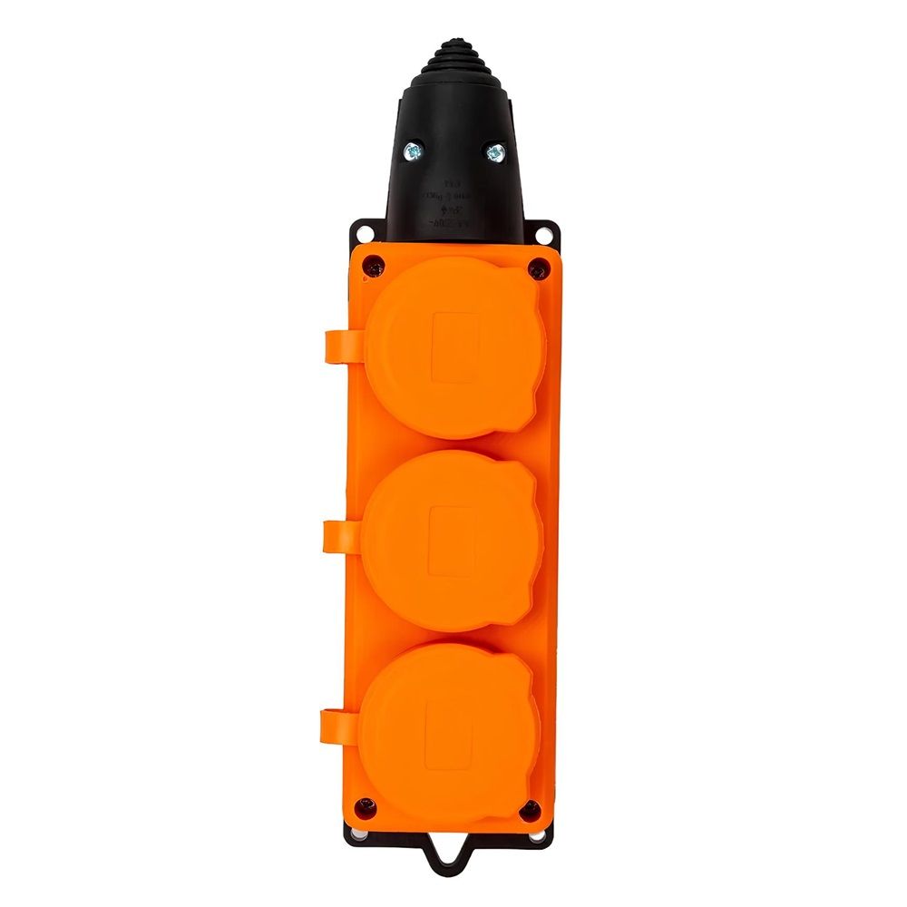 Колодка 3 гнезда с заглушками с/з 16А 250В IP44 UNIVersal Компакт оранжевая