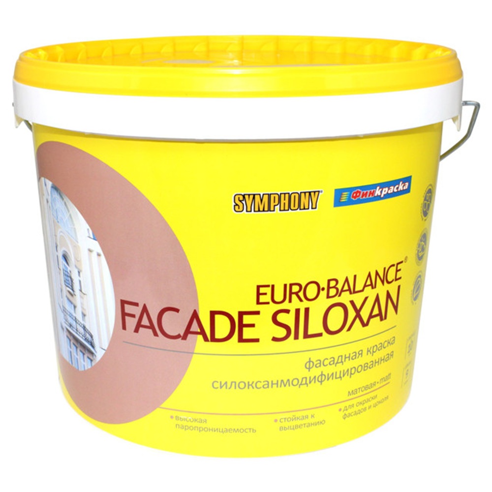 Краска фасадная в/э Symphony Euro-Balance Siloxan база LAP белая 10 кг/9 л
