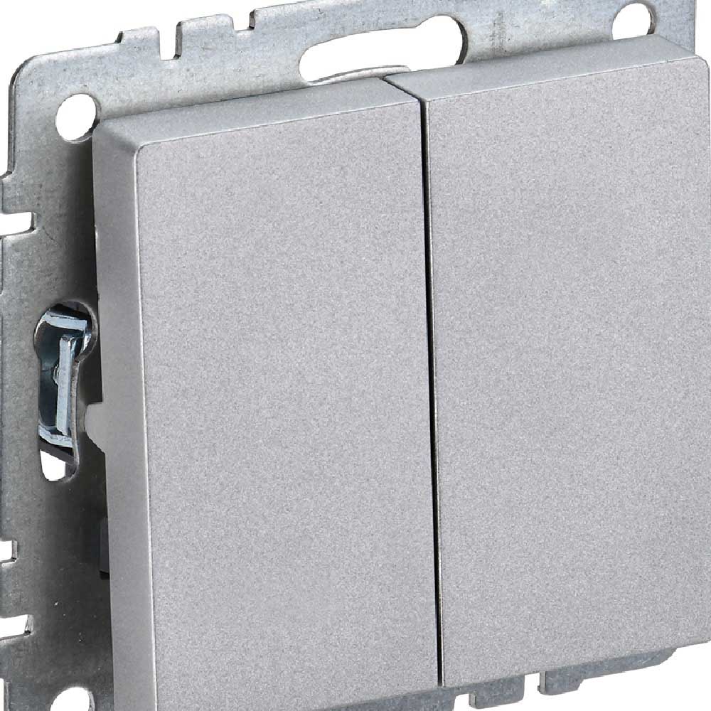 Выключатель проходной 2 клавиши СП Brite ВС10-2-6-БрА 10А алюм IEK BR-V22-0-10-K47