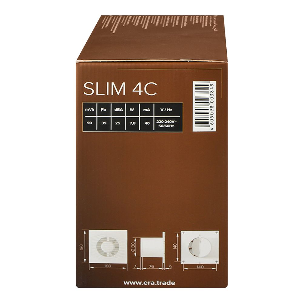 Вентилятор осевой накладной с решеткой Slim 4C D100