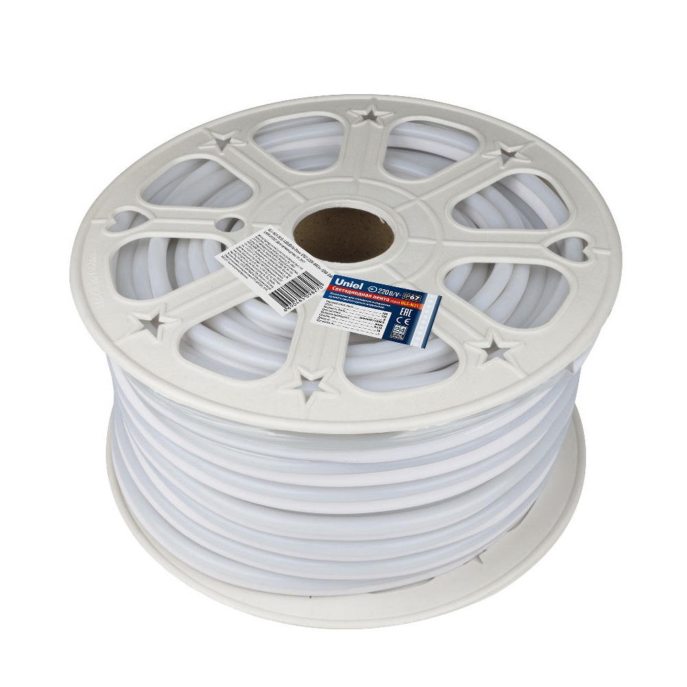 Светодиодная гибкая герметичная лента. NEON.ULS-N21-2835-120LED/m-8mm-IP67-220V-8W/m-50M-RED Бобина 50 м. Красный свет. TM Uniel.