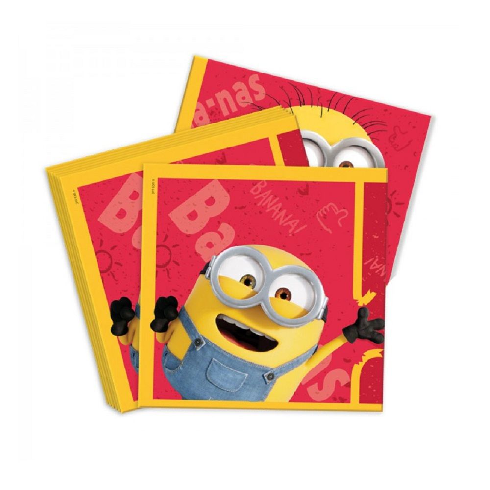 Салфетки бумажные Minions 2-2 33х33 см 3-х слойные 20 шт 3D дизайн