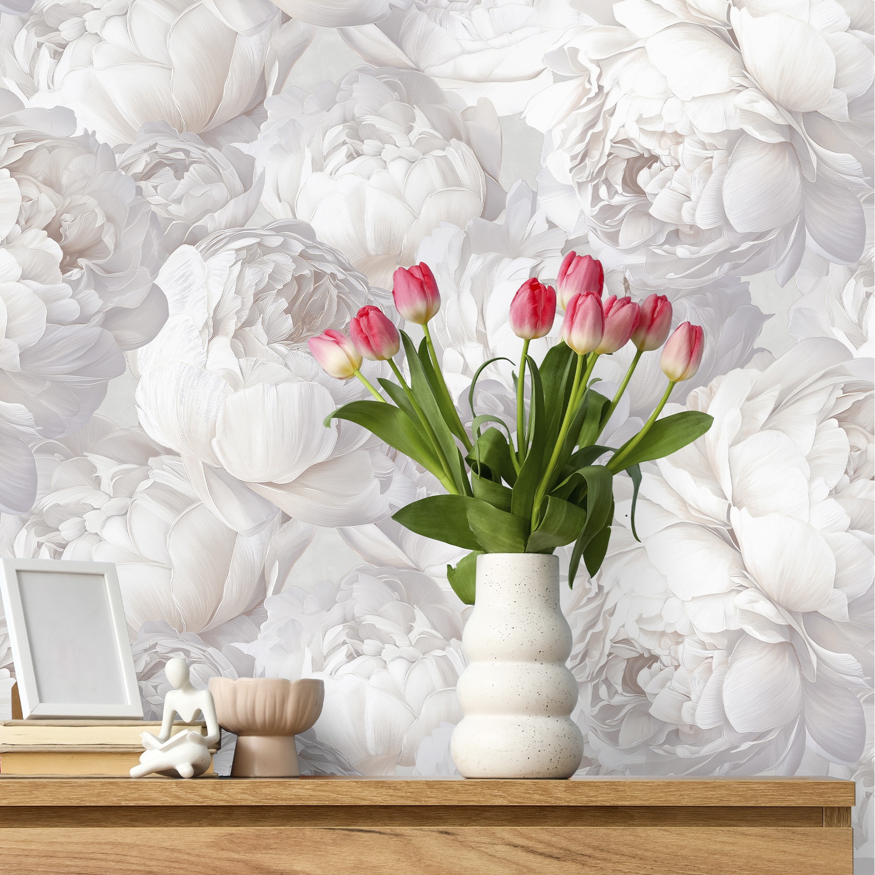Обои Victoria Stenova Peony 585332 бежевые цветы крупные 1,06х10 м