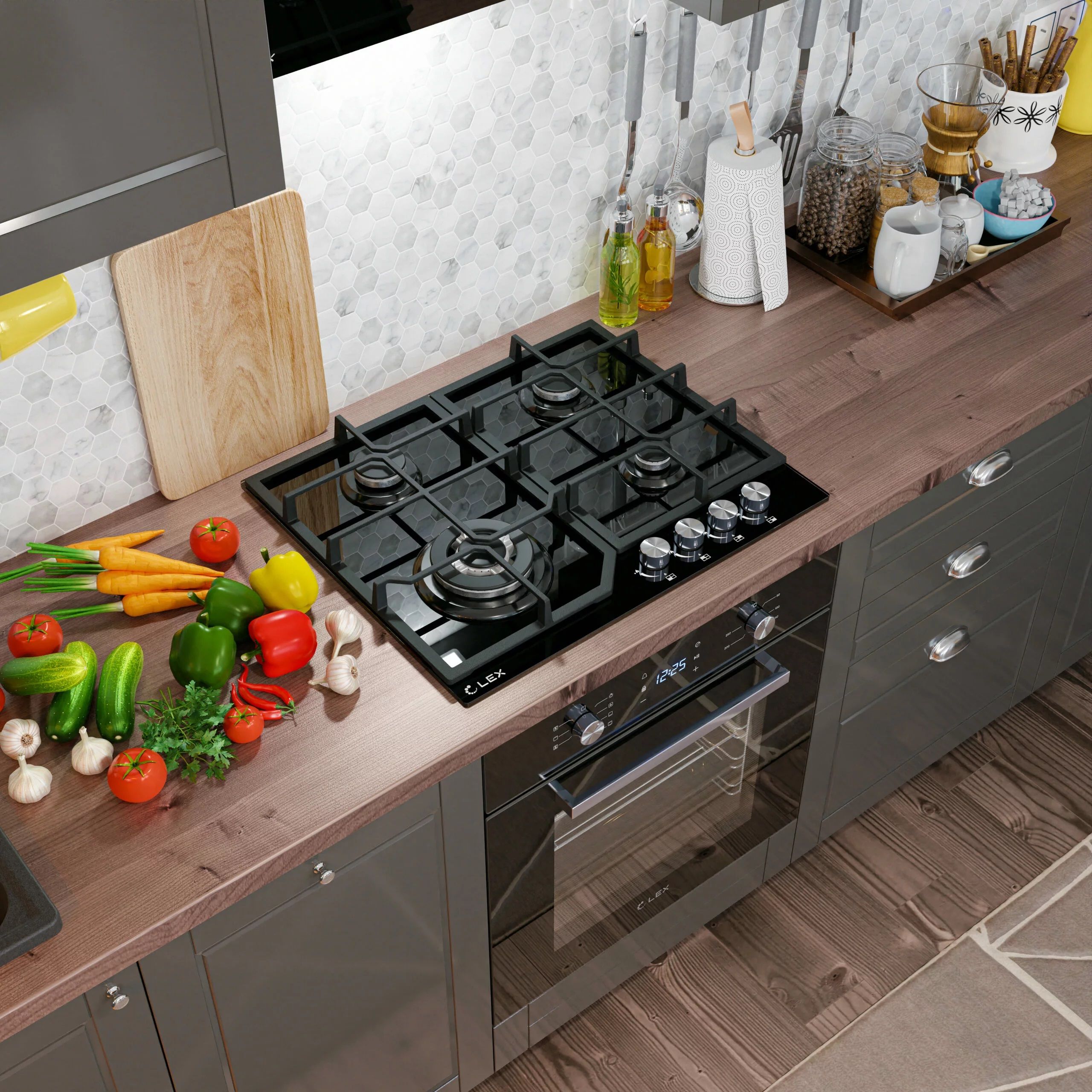 Панель газовая LEX GVG 640-1 BL 560х480мм