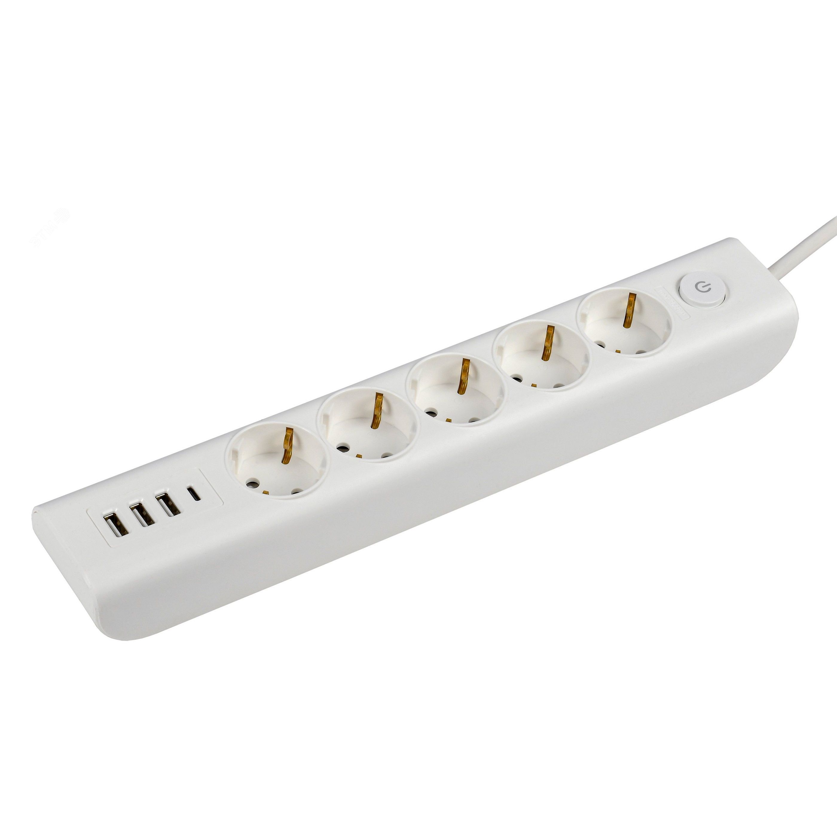 Удлинитель сетевой IEK Modern У05В Пвс 3х1 5 гнезд 2 м 16А c/з 3Type A+1Type C белый