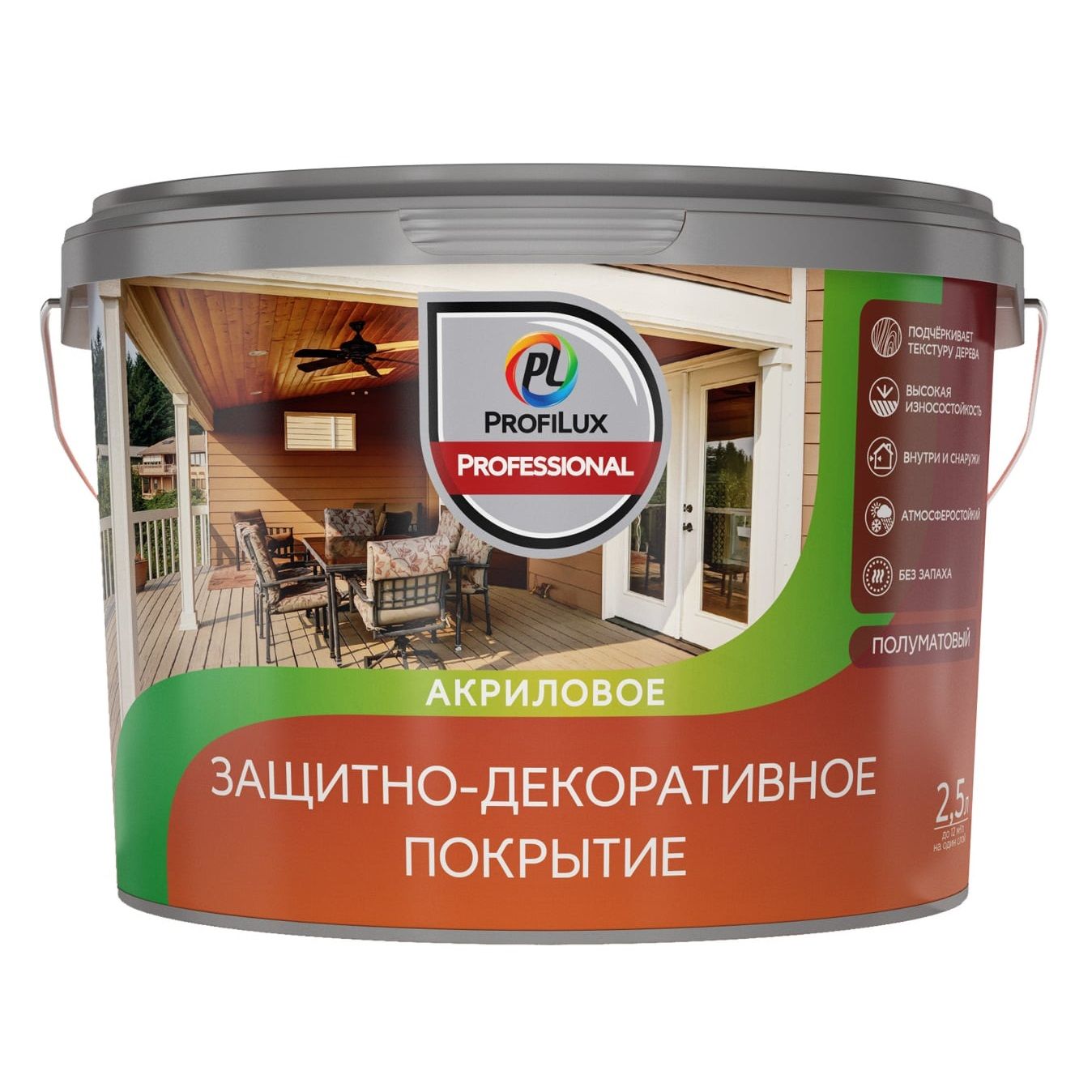 Лак акриловый защитно-декоративный Profilux Professional белый 2,5 л