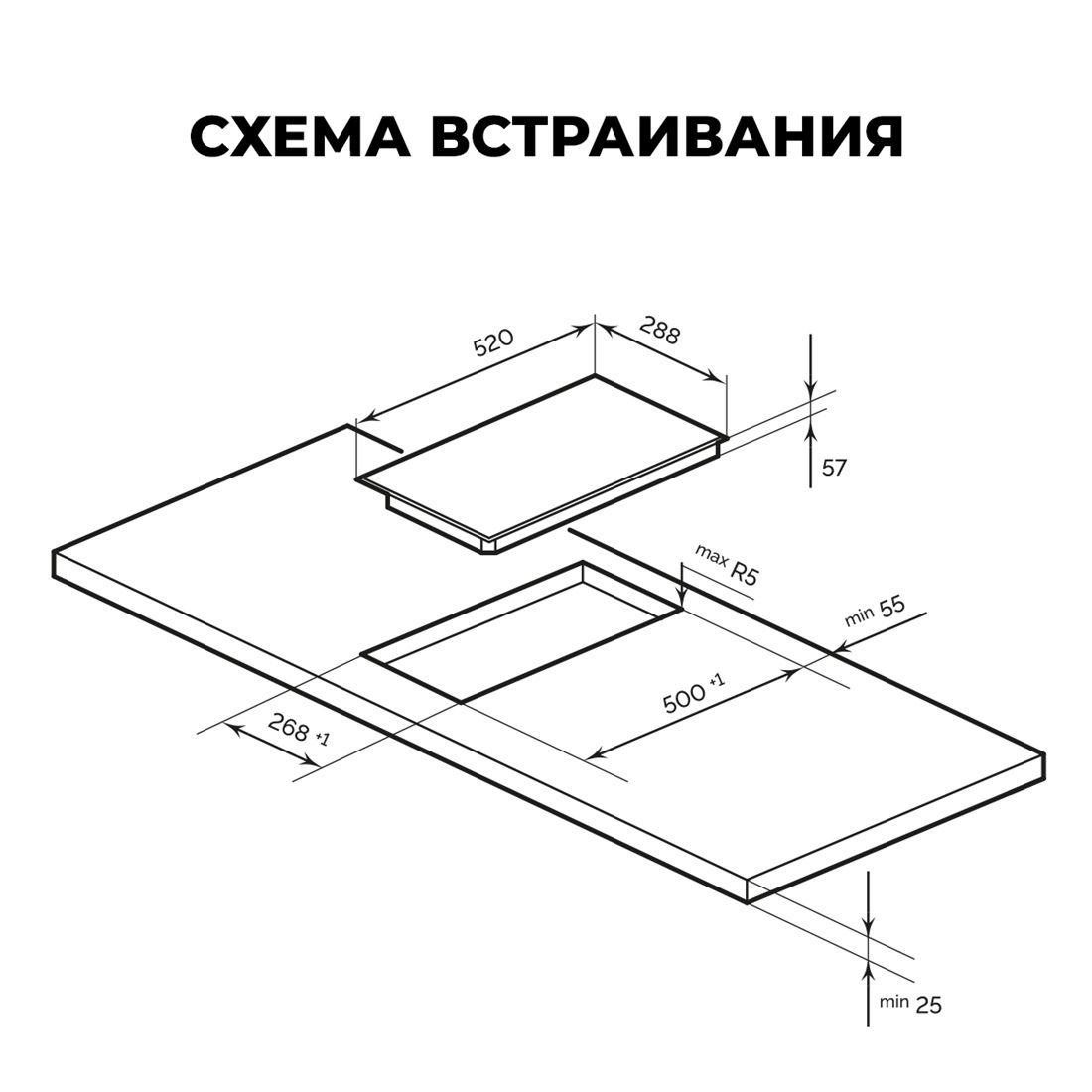 Панель варочная индукционная Lex EVI 320A BL 288х520 мм