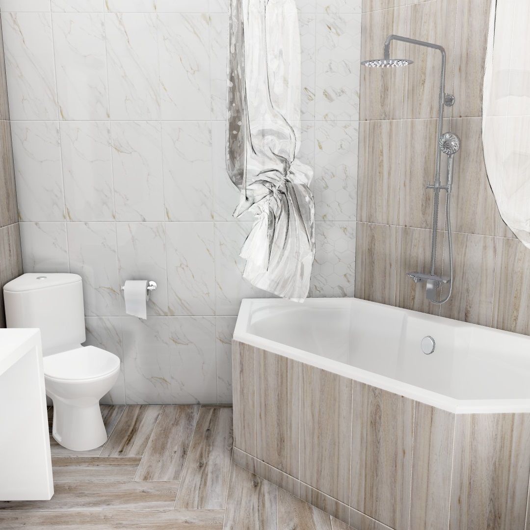 Плитка настенная Alma Ceramica Dublin TWU09DBL004 24,9Х50 см бело-бежевая 1,494 м2