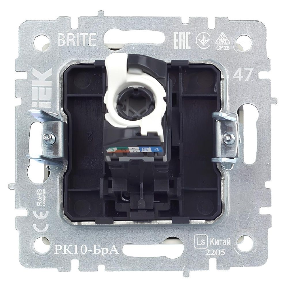 Розетка компьютерная Brite СП RJ45 кат 5E РК10-БрА алюм IEK BR-K10-1-K47