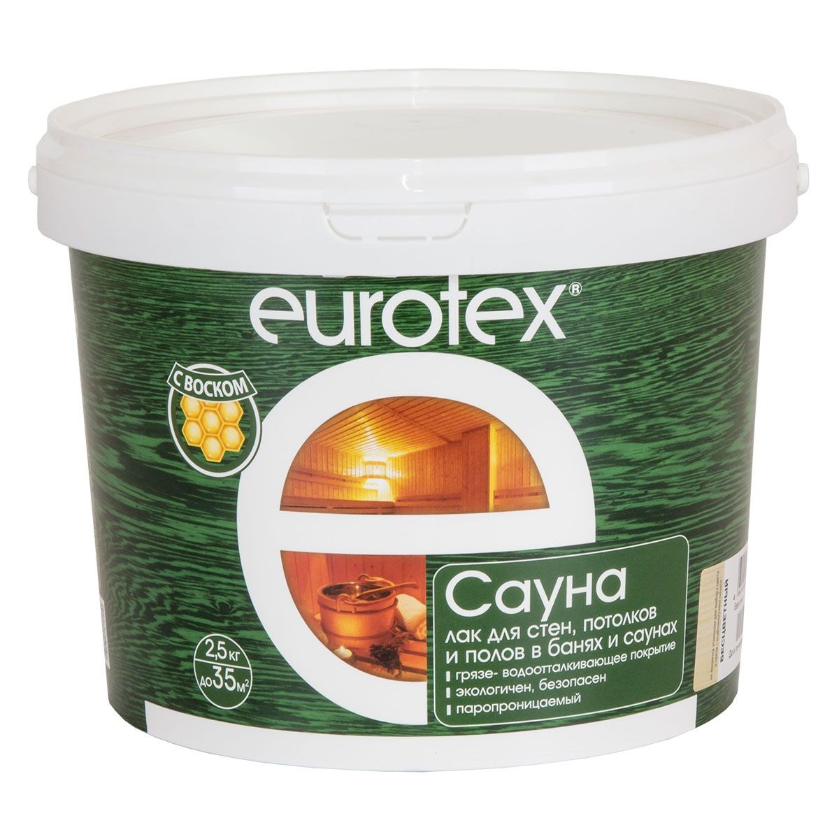 Лак акриловый Eurotex Сауна бесцветный 2,5 кг