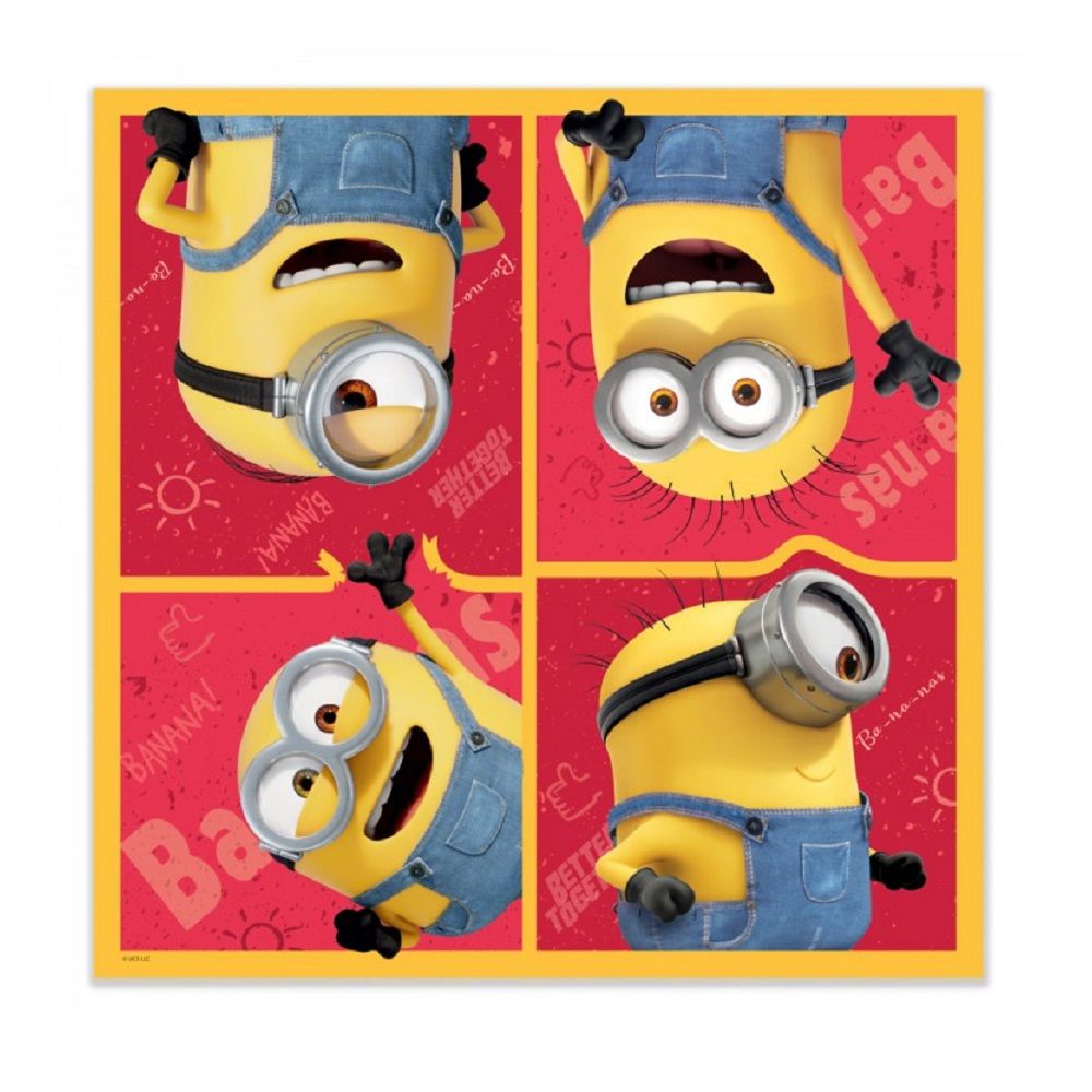 Салфетки бумажные Minions 2-2 33х33 см 3-х слойные 20 шт 3D дизайн