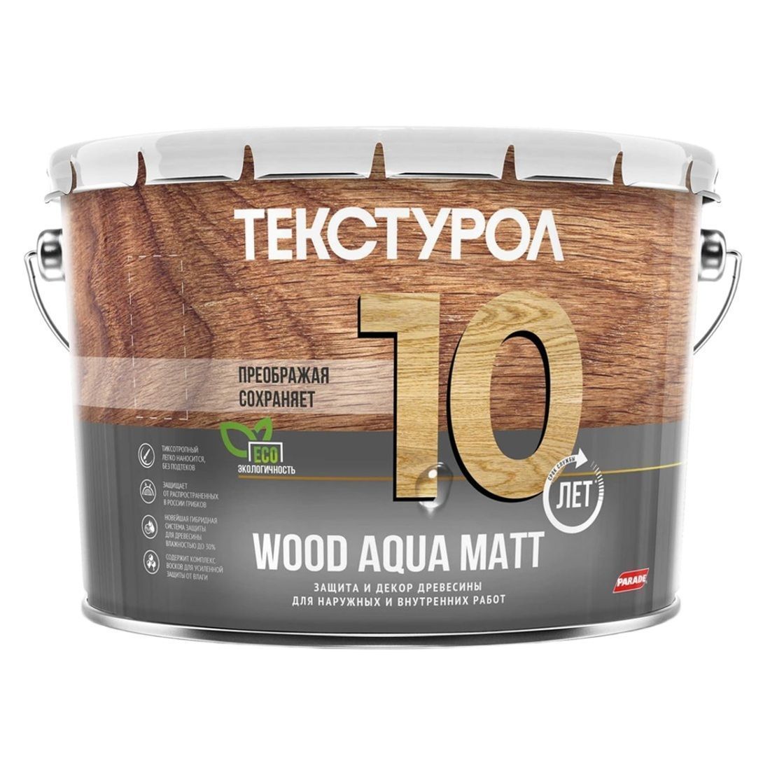 Текстурол WOOD AQUA MATT деревозащитное средство на вод. основе Орех 10л Л-С
