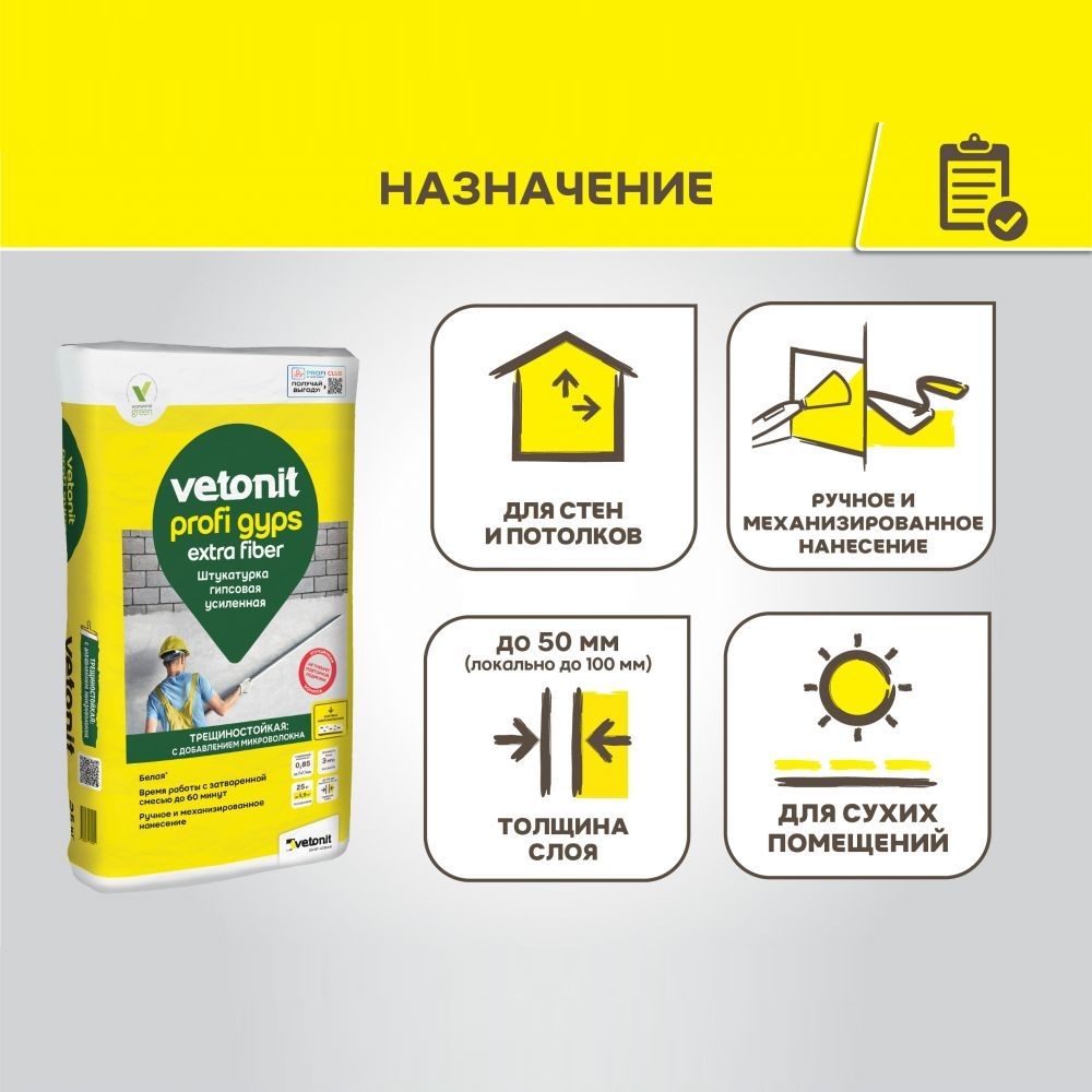 Штукатурка гипсовая Vetonit Profi Gyps 25 кг