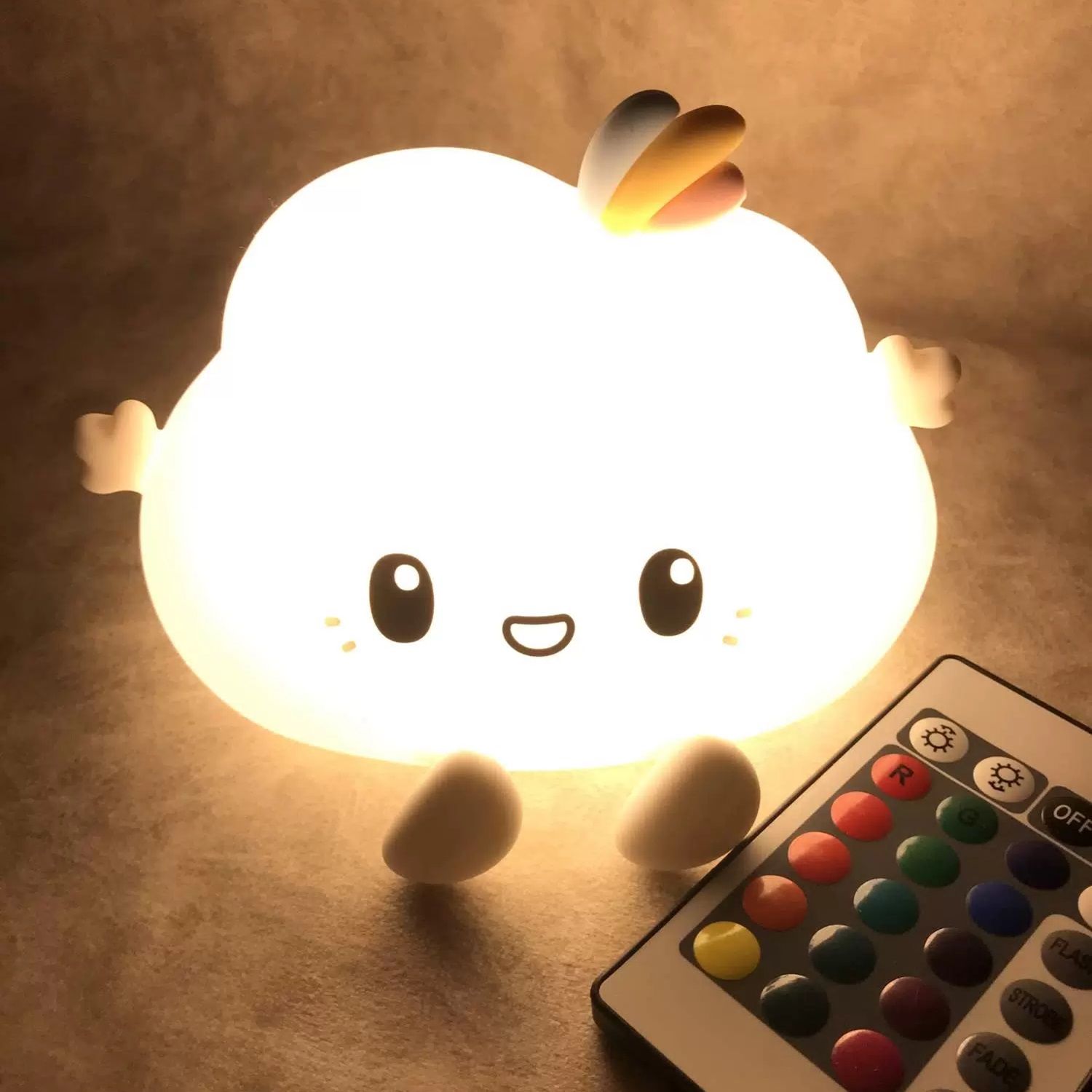 Светильник-ночник силиконовый Облачко WH-12RC USB аккумулятор 1200мАч 3000К+RGB с ДУ Включай (1/72)