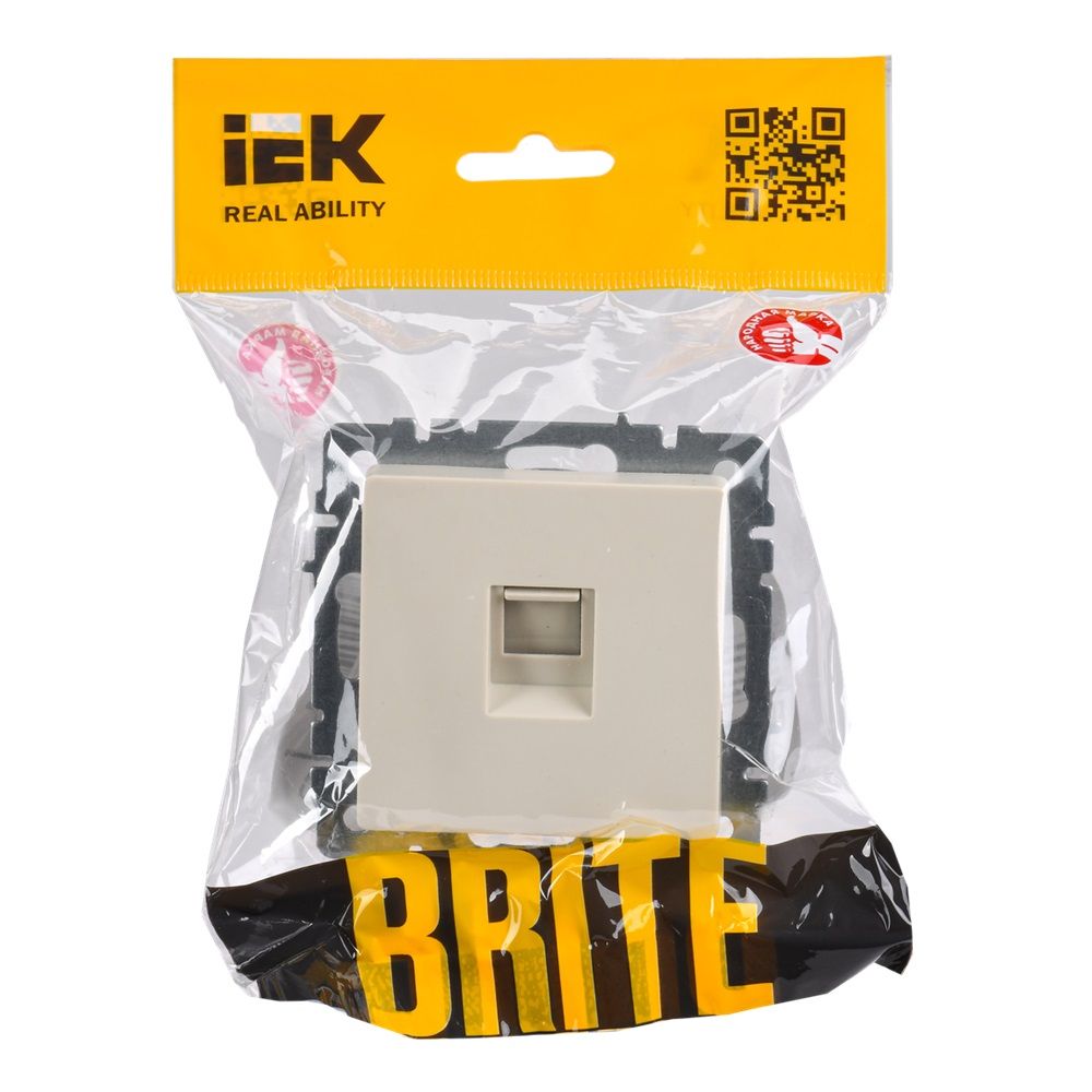 Розетка компьютерная СП RJ45 кат 5E Brite РК10-БрКр IEK BR-K10-1-K10 бежевый