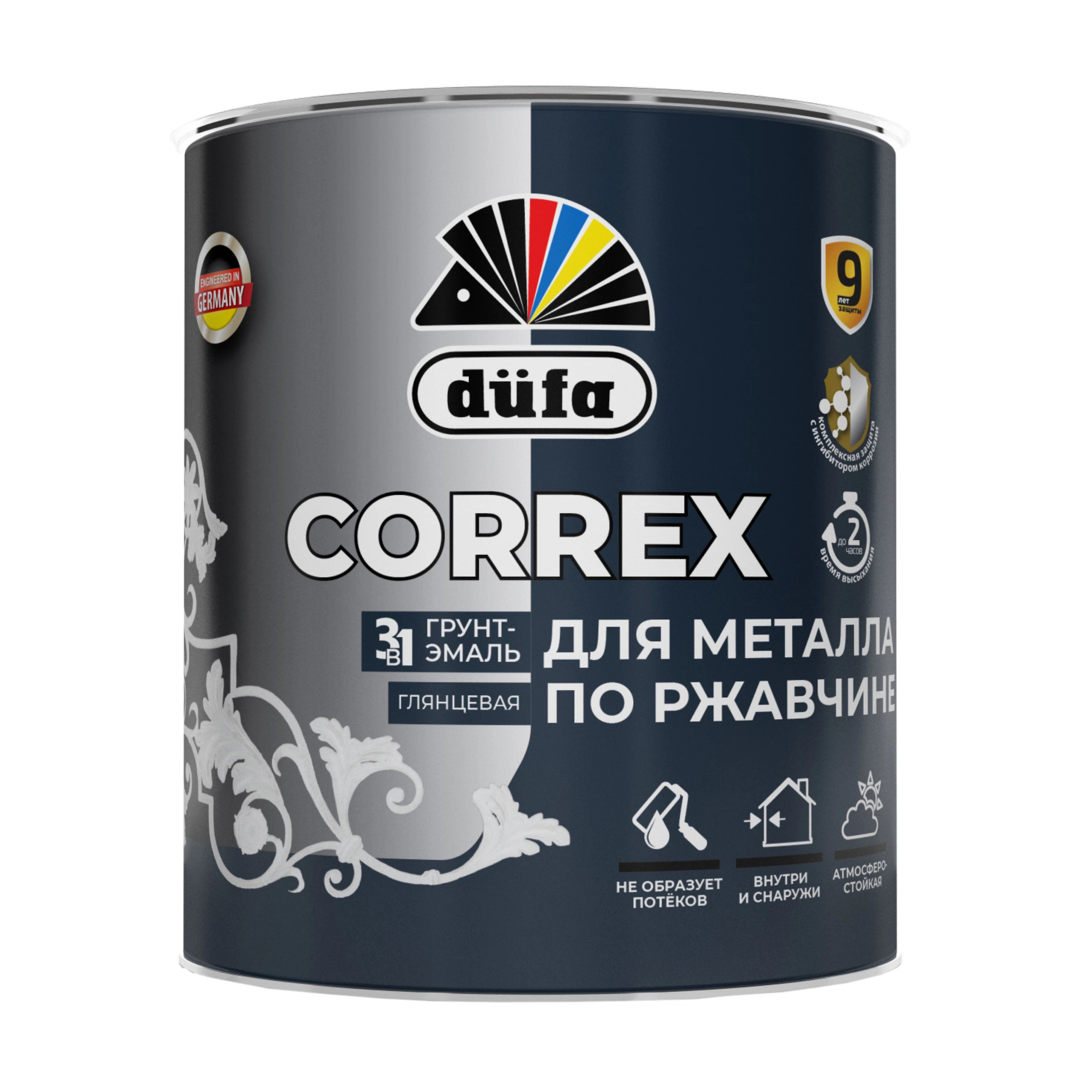Грунт-эмаль по ржавчине 3 в 1 Dufa Correx RAL 7004 серая 0,75 л