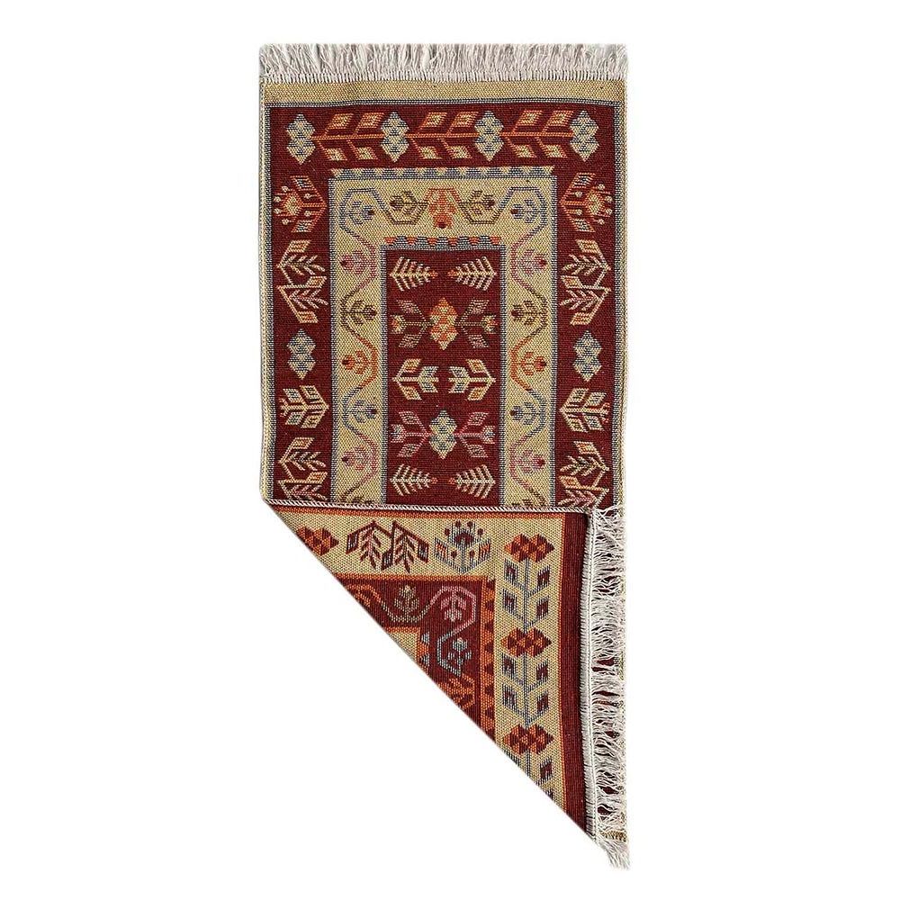 Коврик из хлопка Kilim Usak UK1671 60x120 см коричневый-бежевый