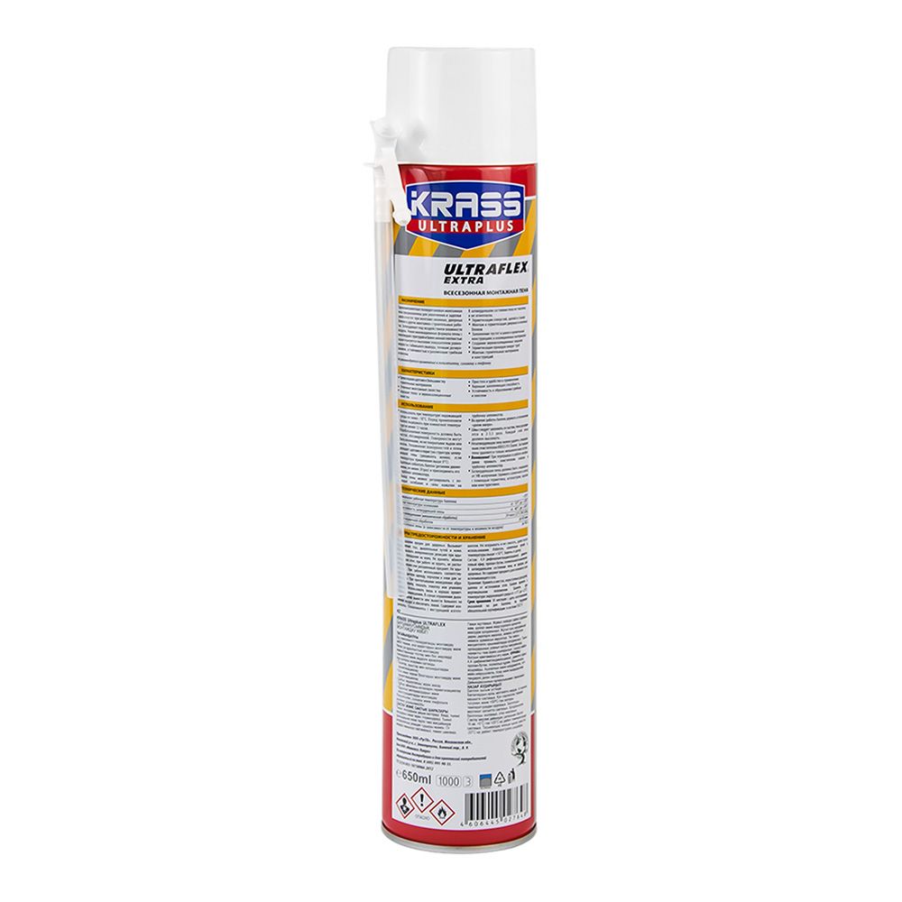 Пена монтажная бытовая всесезонная KRASS ULTRAFLEX Extra 0.65л