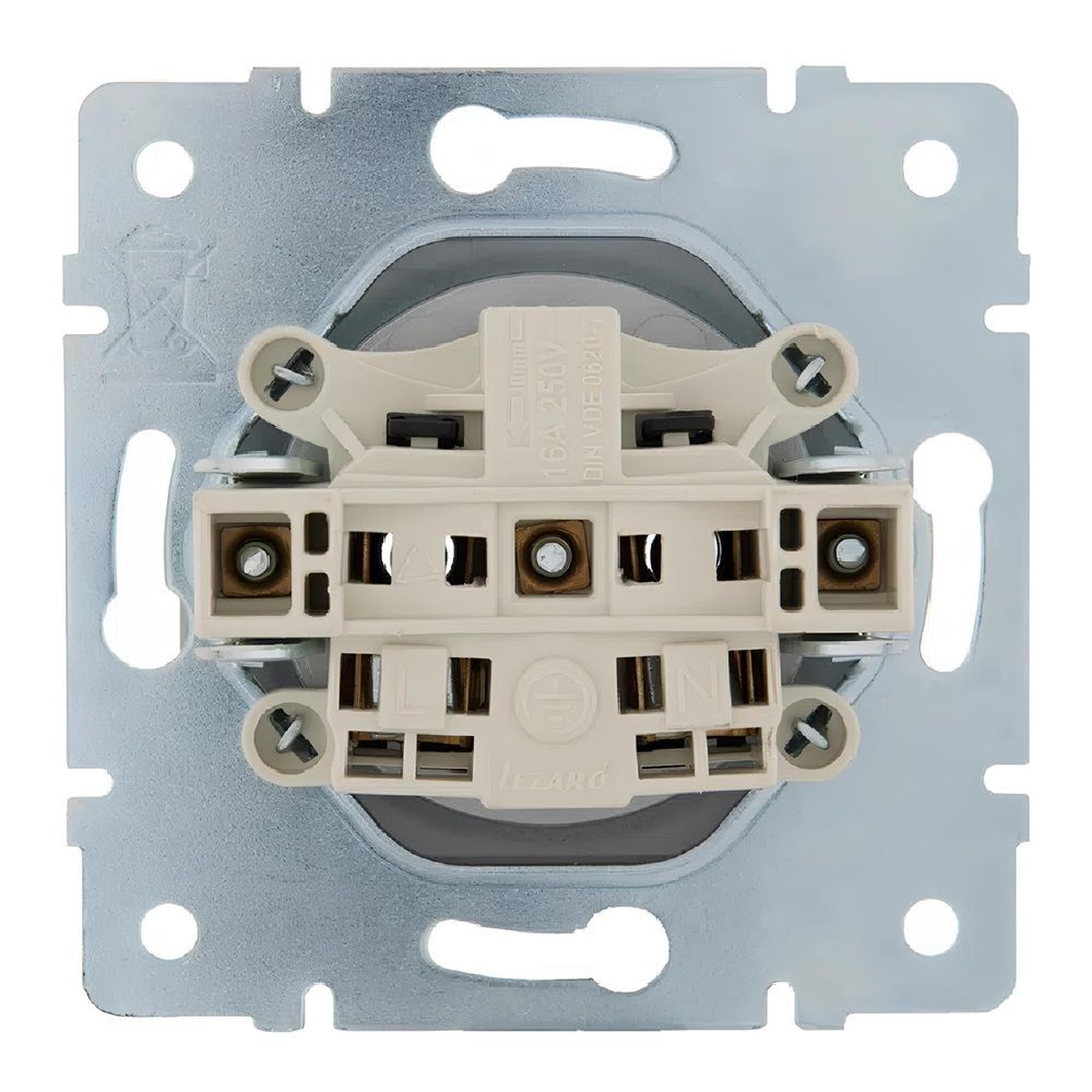 Механизм розетки 1-м СП Karina 16А IP20 без заземл. термопласт бел. LEZARD 707-0288-121B