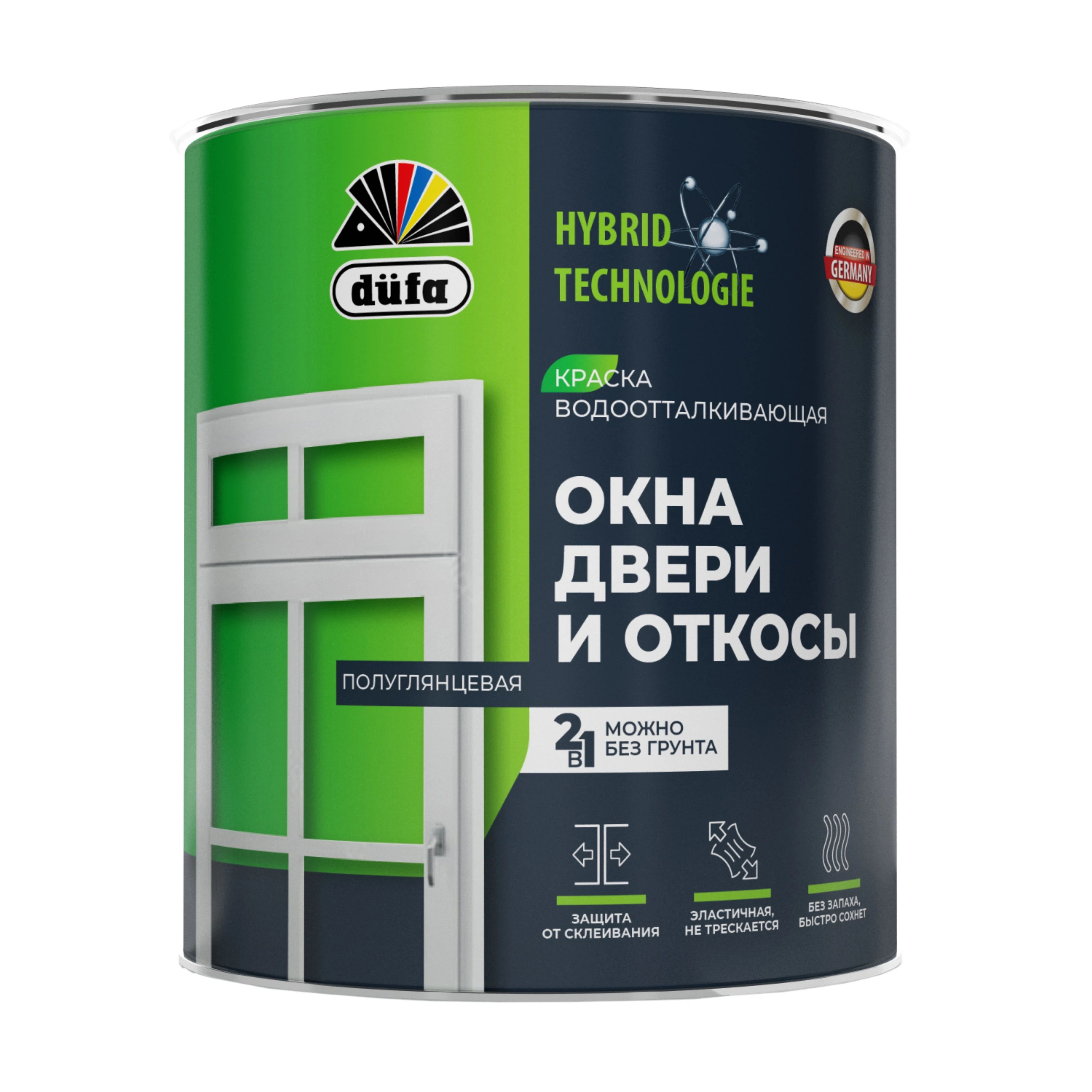 Краска для окон, дверей и откосов Dufa База 1 белая 2 л