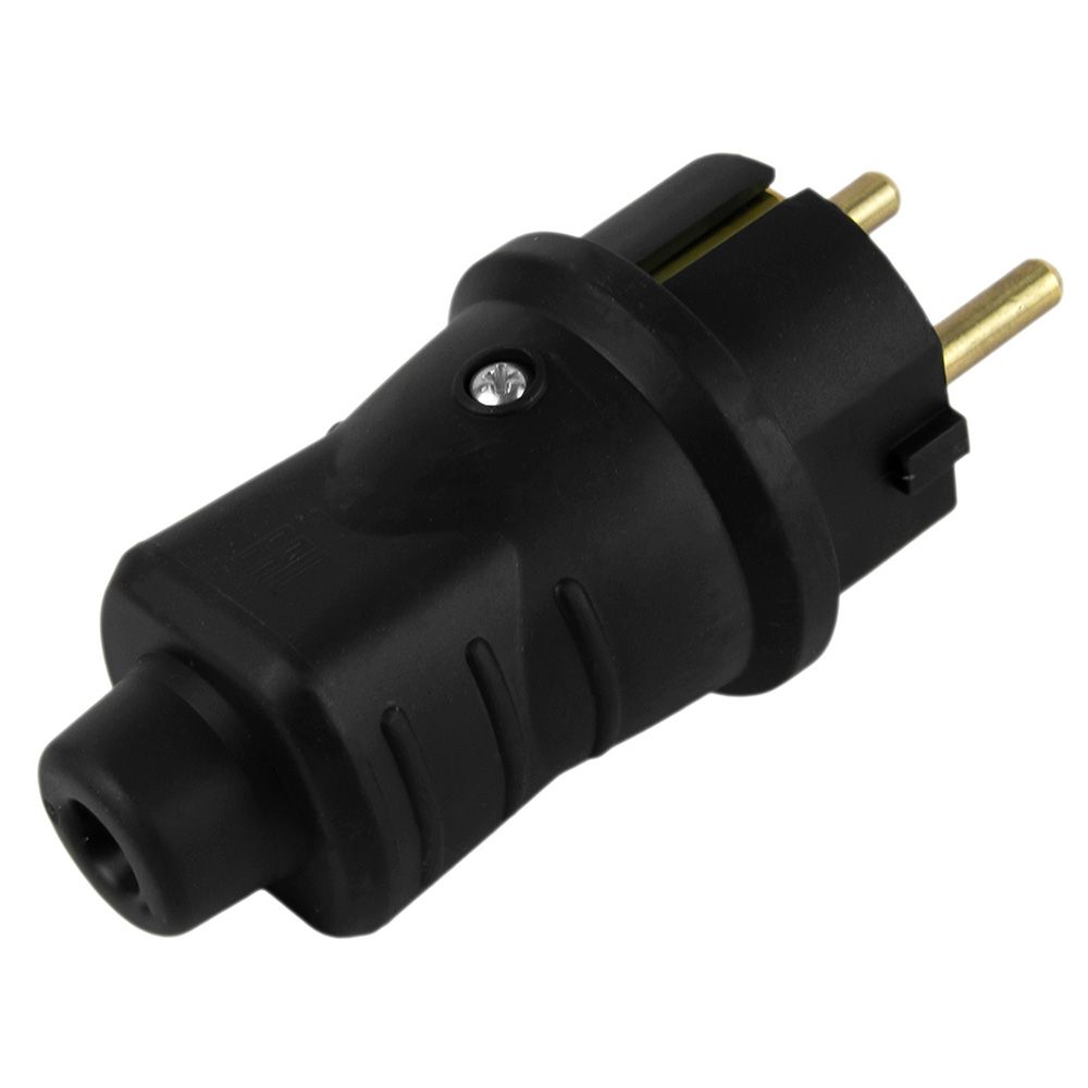 Вилка прямая 230В 2P+PE 16А IP44 каучук EKF RPS-011-16-230-44