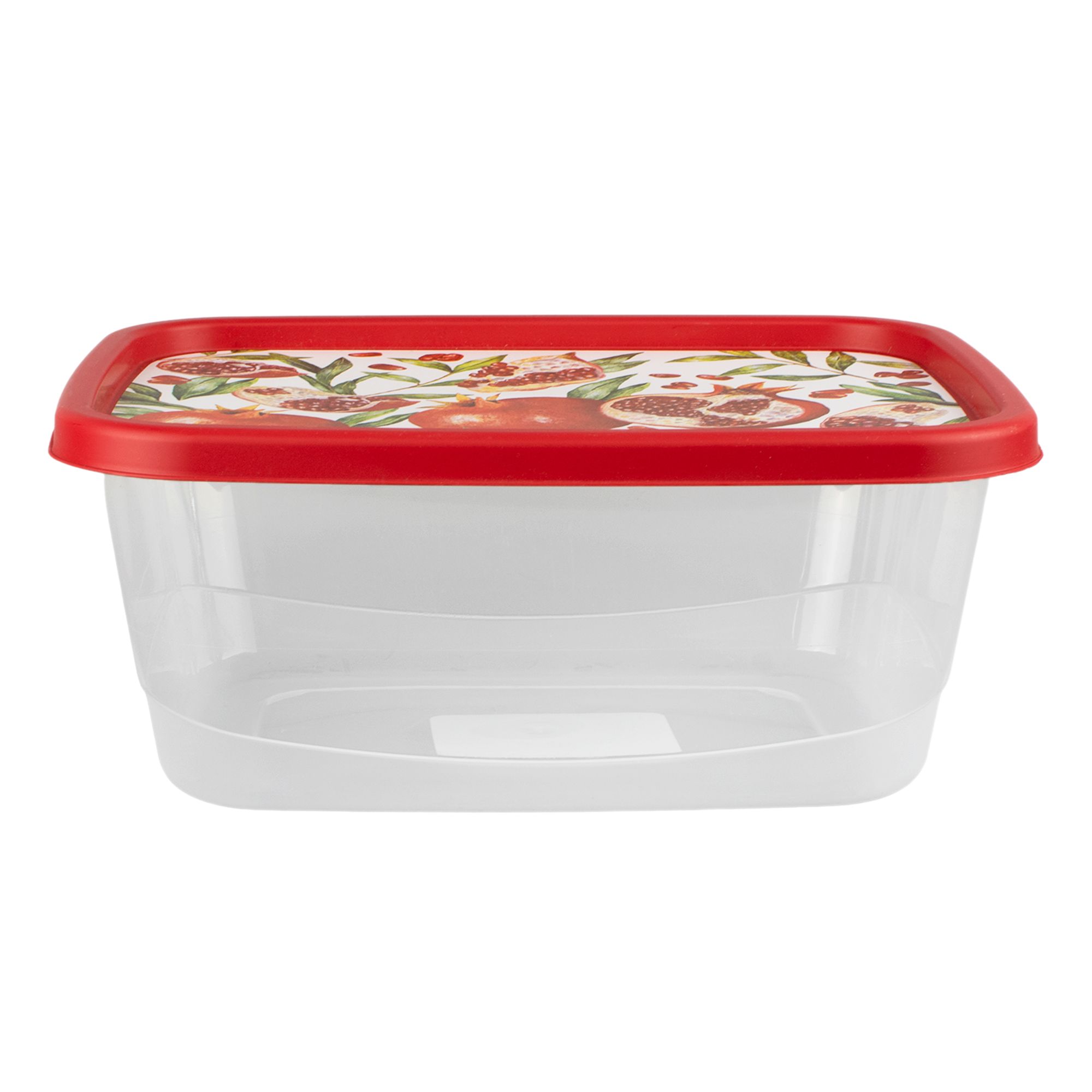 Контейнер для продуктов прямоугольный 1,5 л с декором красный