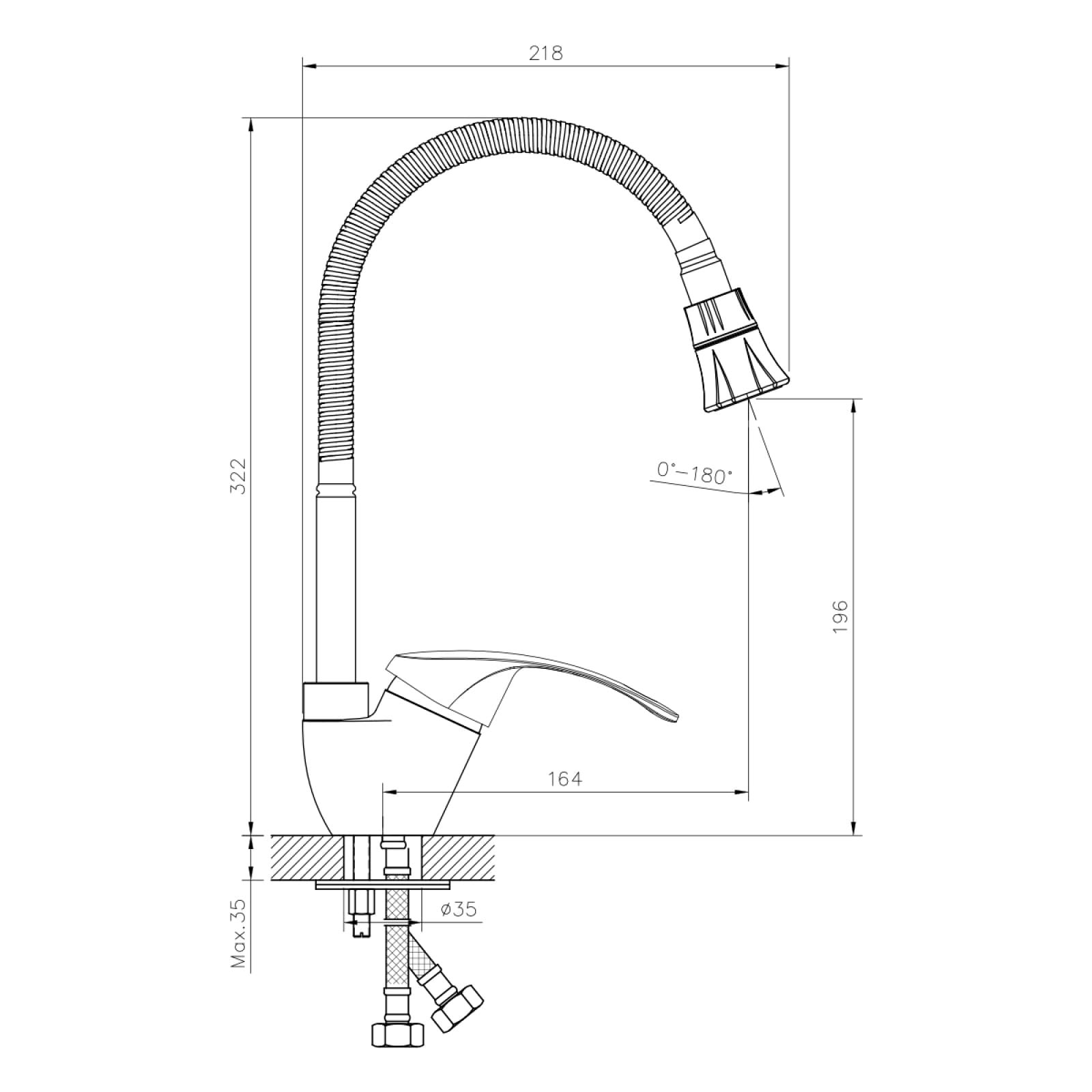 Смеситель для кухни Decoroom DR71022 гибкий излив