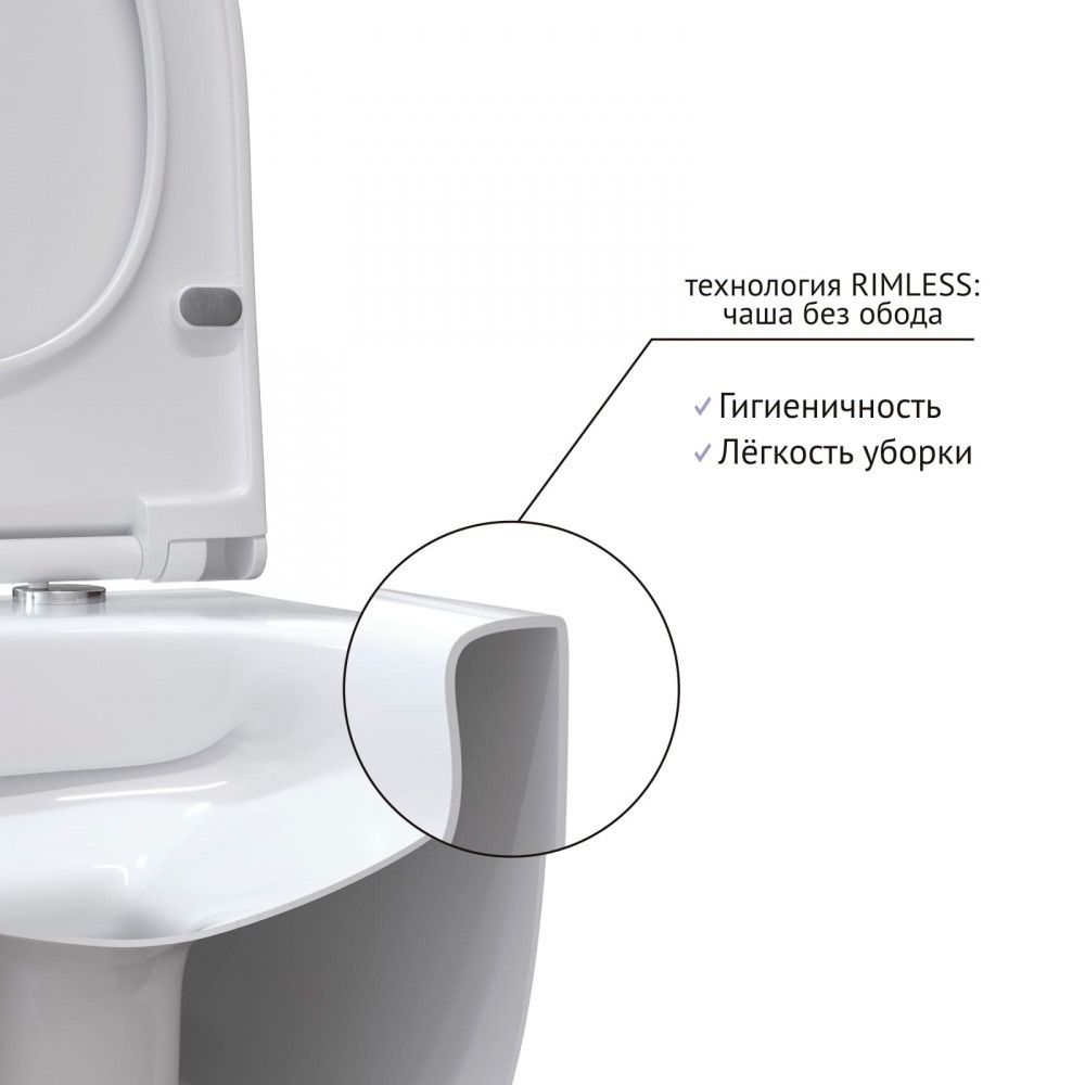 Унитаз подвесной Berges Ego XL Rimless 54 см сиденье дюропласт Toma Slim SO микролифт быстросъемное