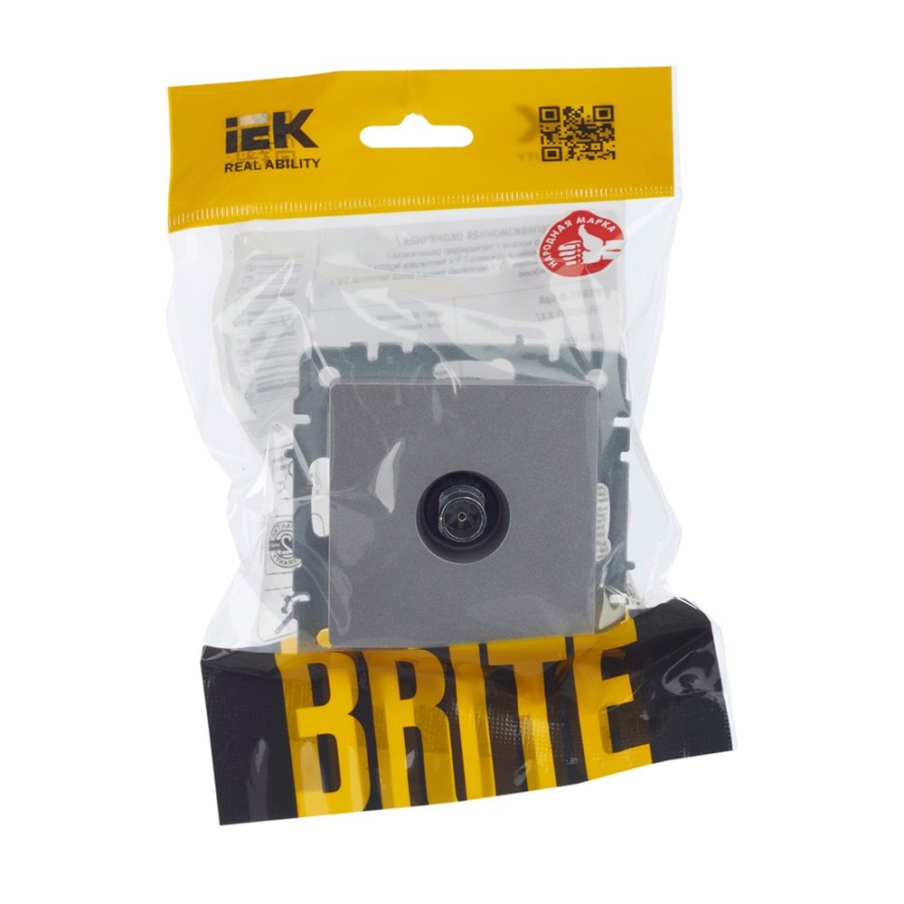 Розетка телевизионная оконечная TV СП Brite РТВ11-0-БрА алюм IEK BR-A10-O-K47