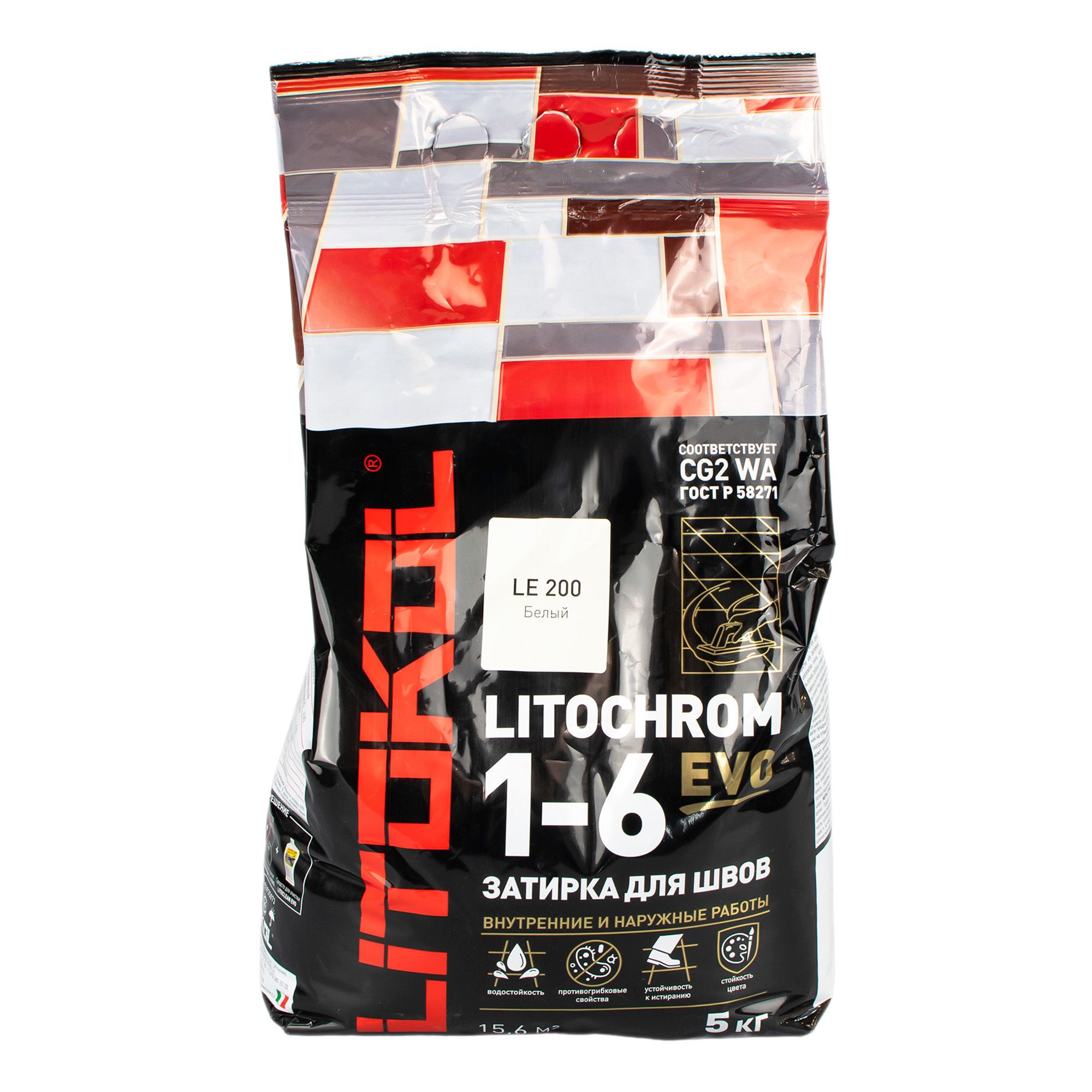Затирка цементная Litokol Litochrom 1-6 Evo LE 200 белый 5 кг