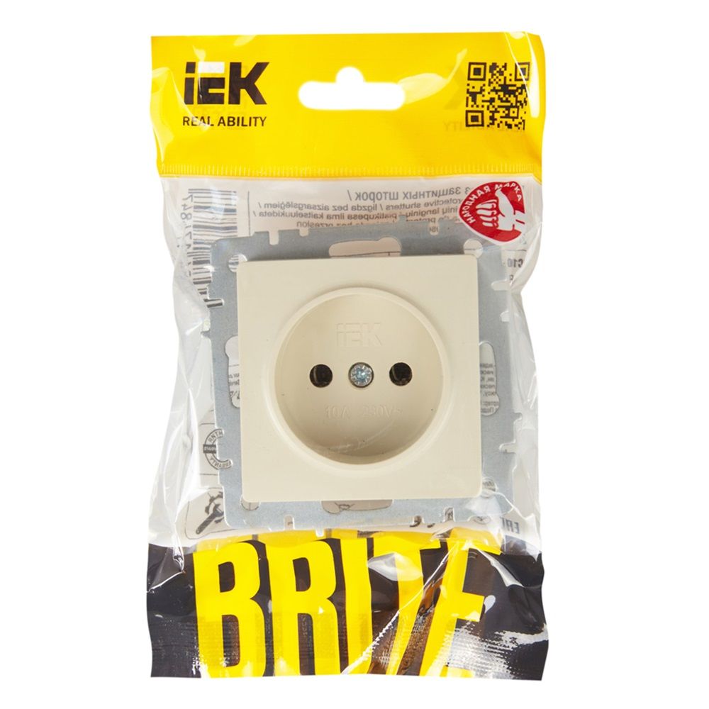 Розетка Brite РС10-1-0-БрКр 10А без заземл без защитных шторок IEK BR-R10-10-K10 бежевый