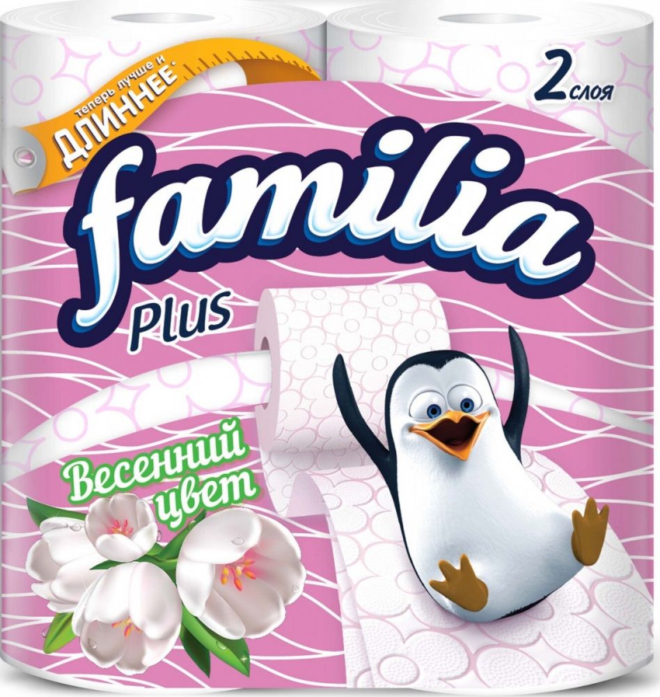 Туалетная бумага Familia Plus Весенний цвет 2-слойная с ароматом 4 рулона