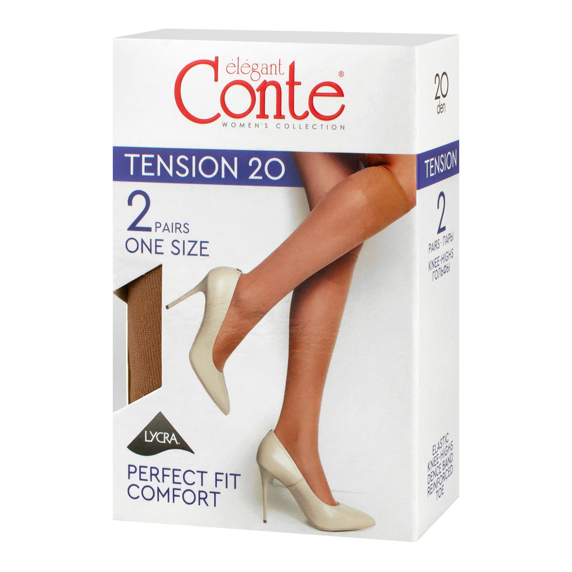 Гольфы женские Conte Tension 20 размер 23-25 natural 2 пары
