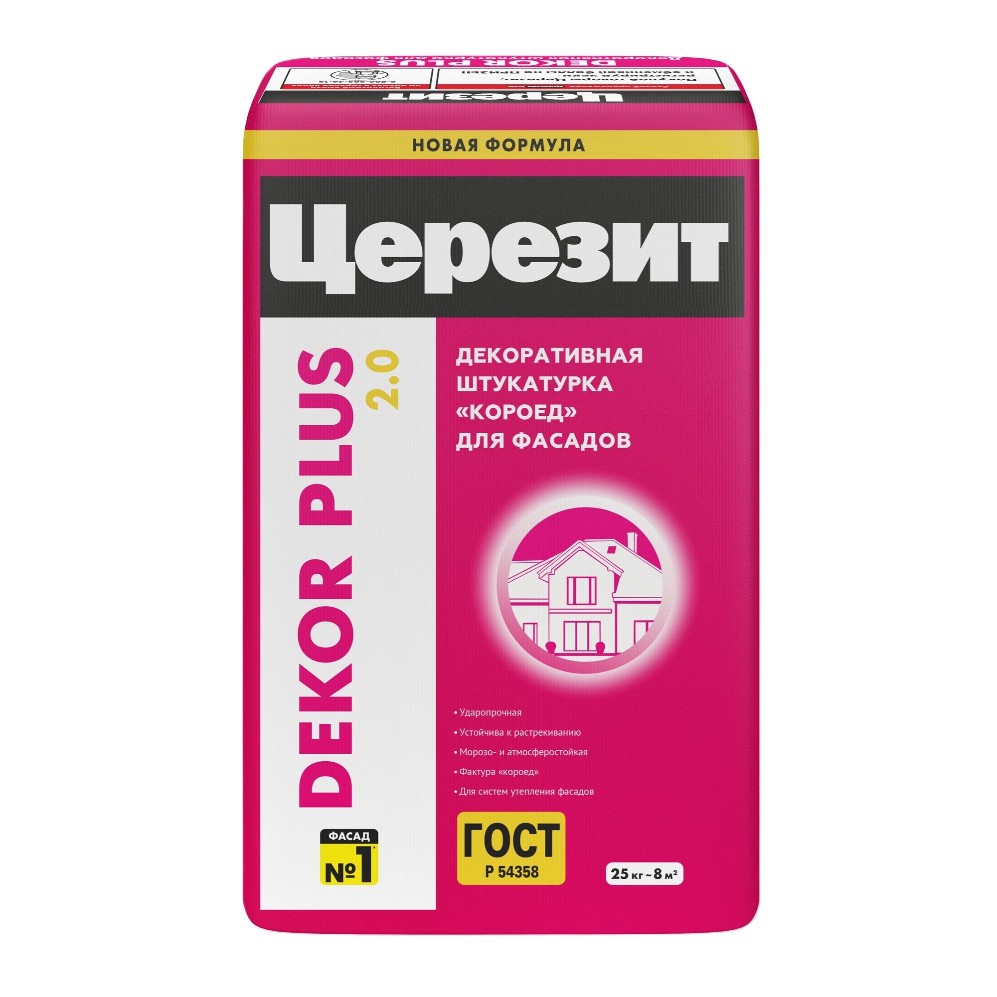 Штукатурка декоративная для фасадов Церезит Dekor Plus короед 2 мм 25 кг